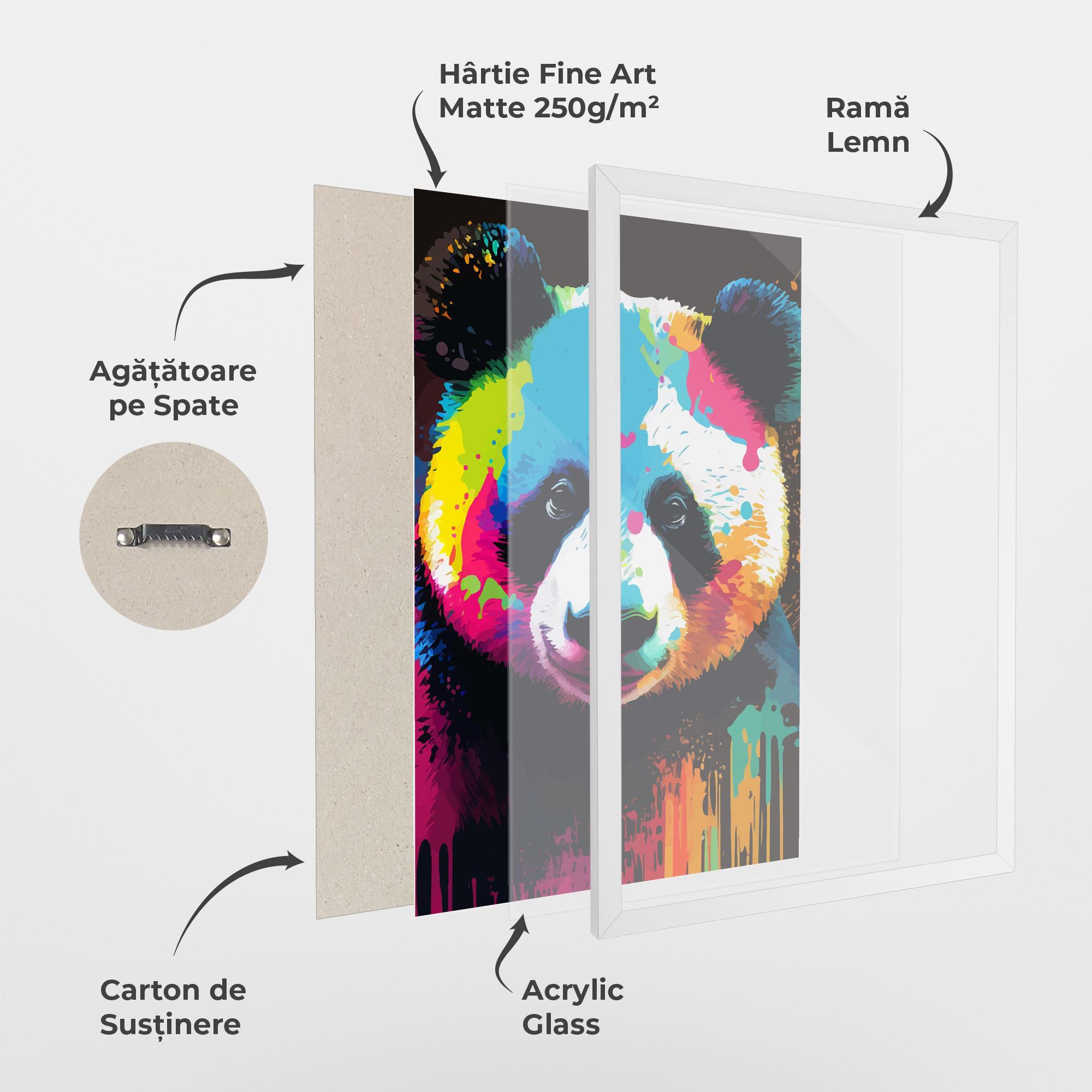 Poster Înrămat Panda Color Art mockup 1