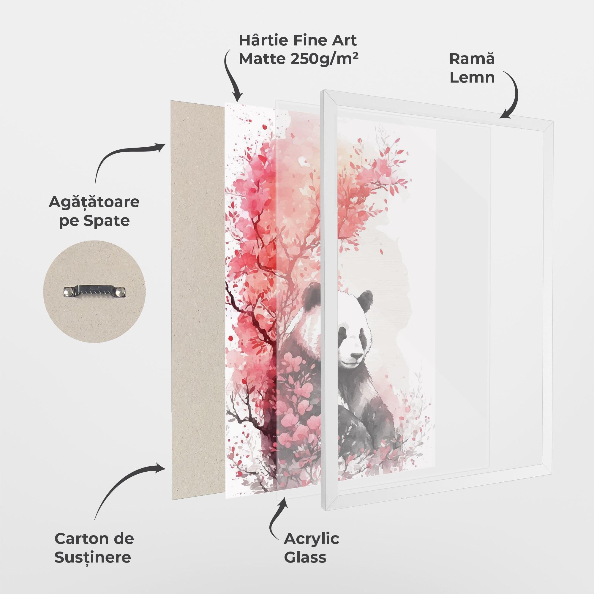 Poster Înrămat Pink Flower Panda mockup 1