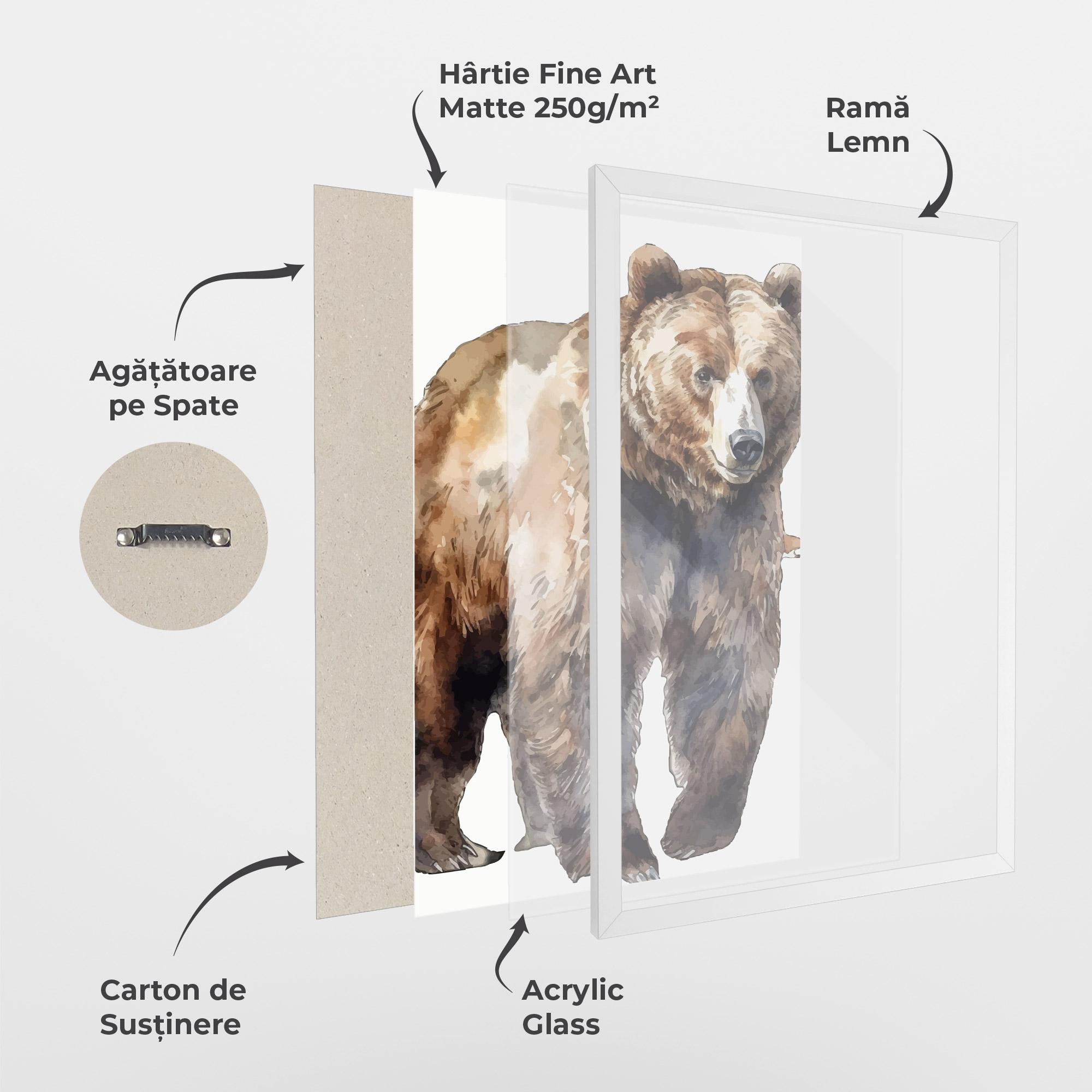 Poster Înrămat Watercolor Bear Art mockup 1