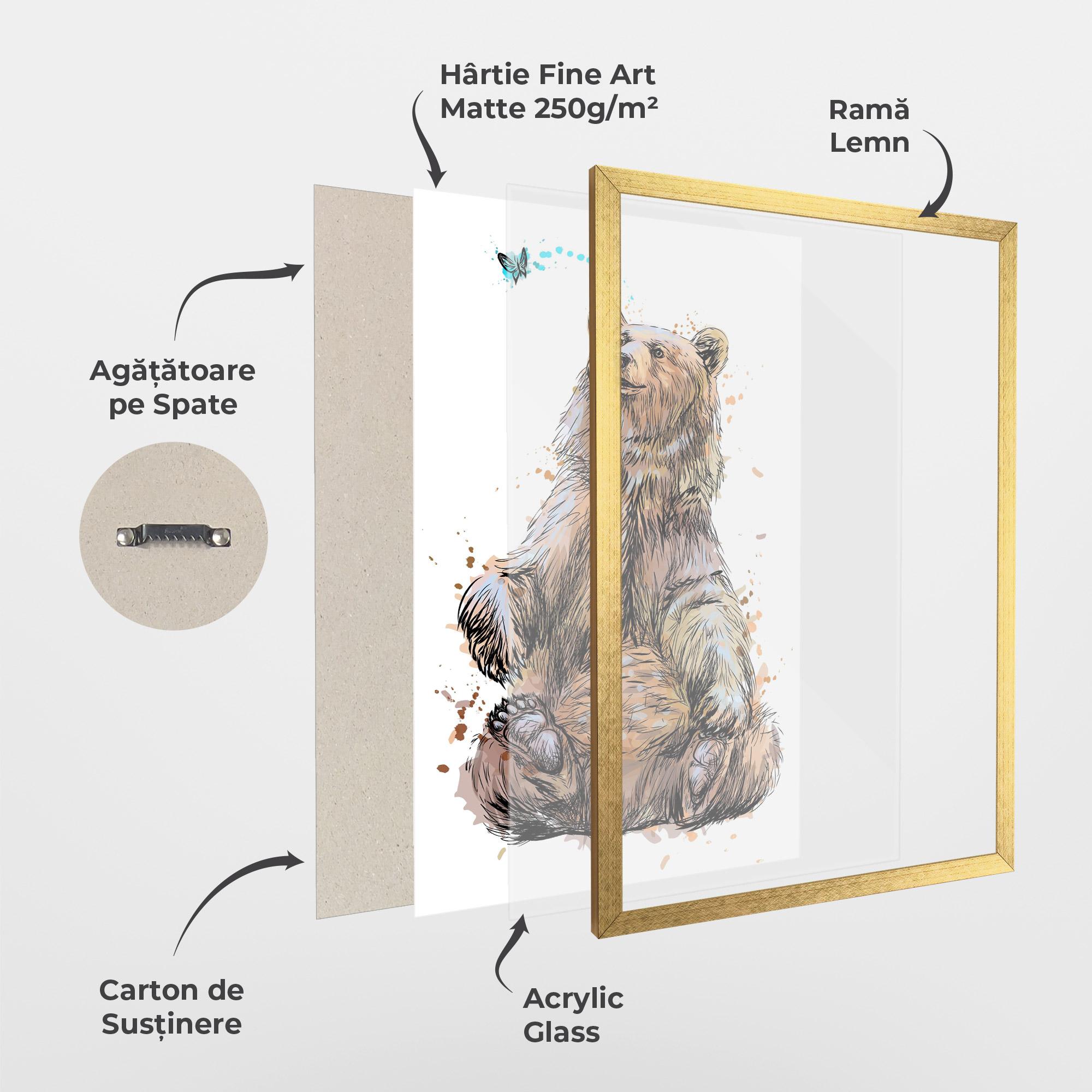 Poster Înrămat Butterfly Bear mockup 1