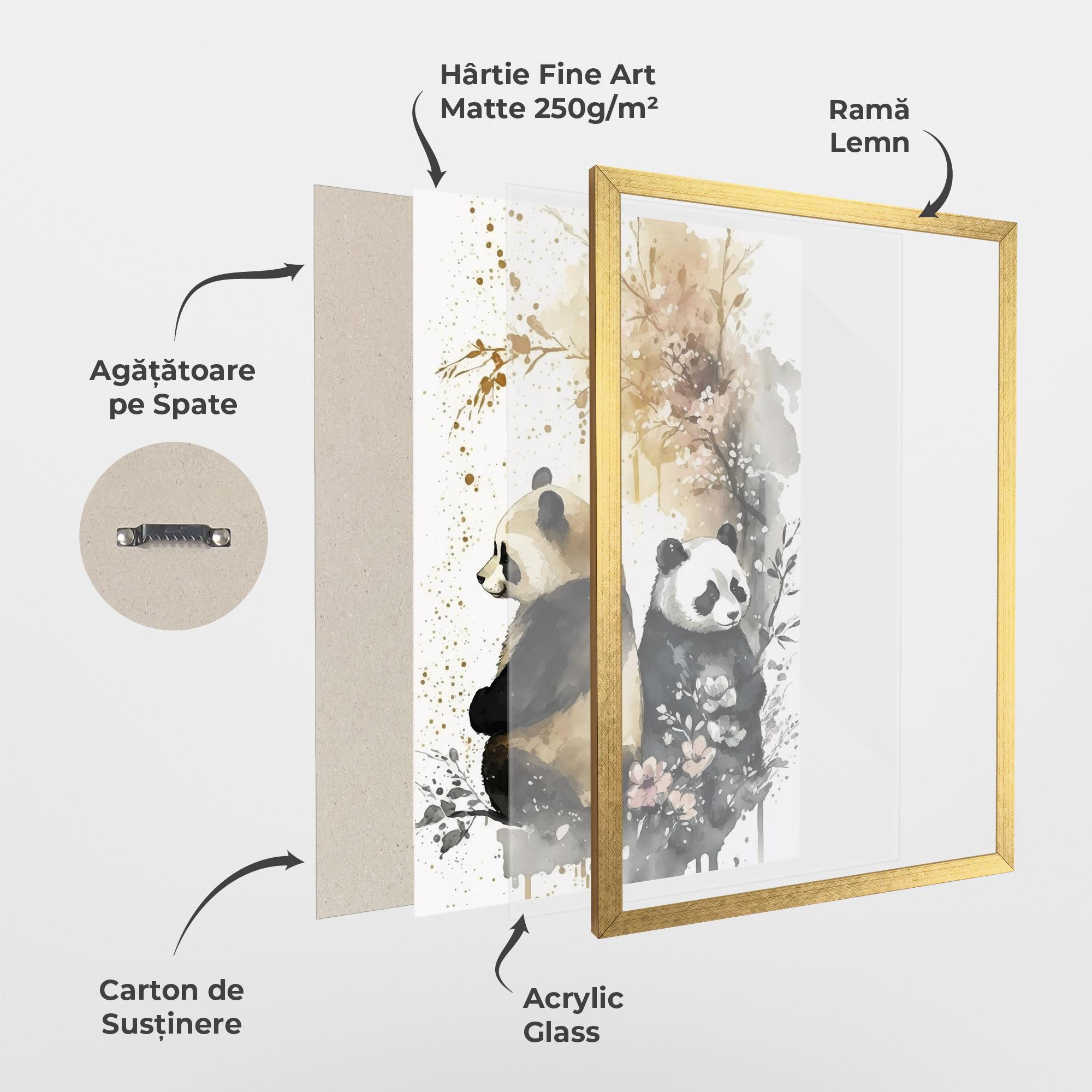 Poster Înrămat Gold Panda Art mockup 1
