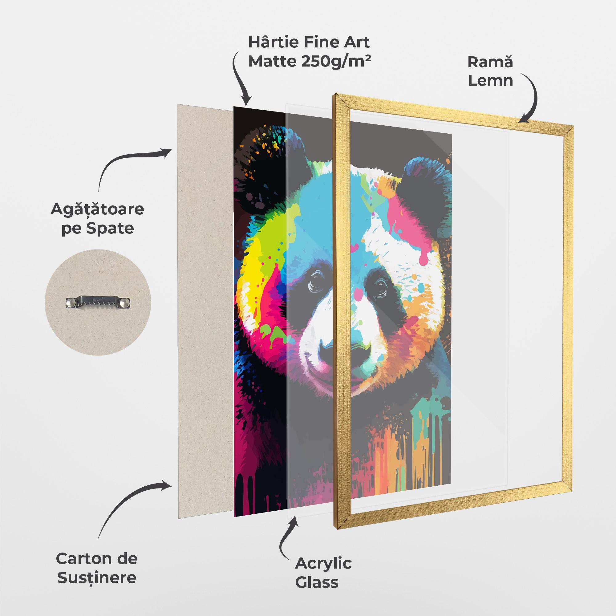 Poster Înrămat Panda Color Art mockup 1