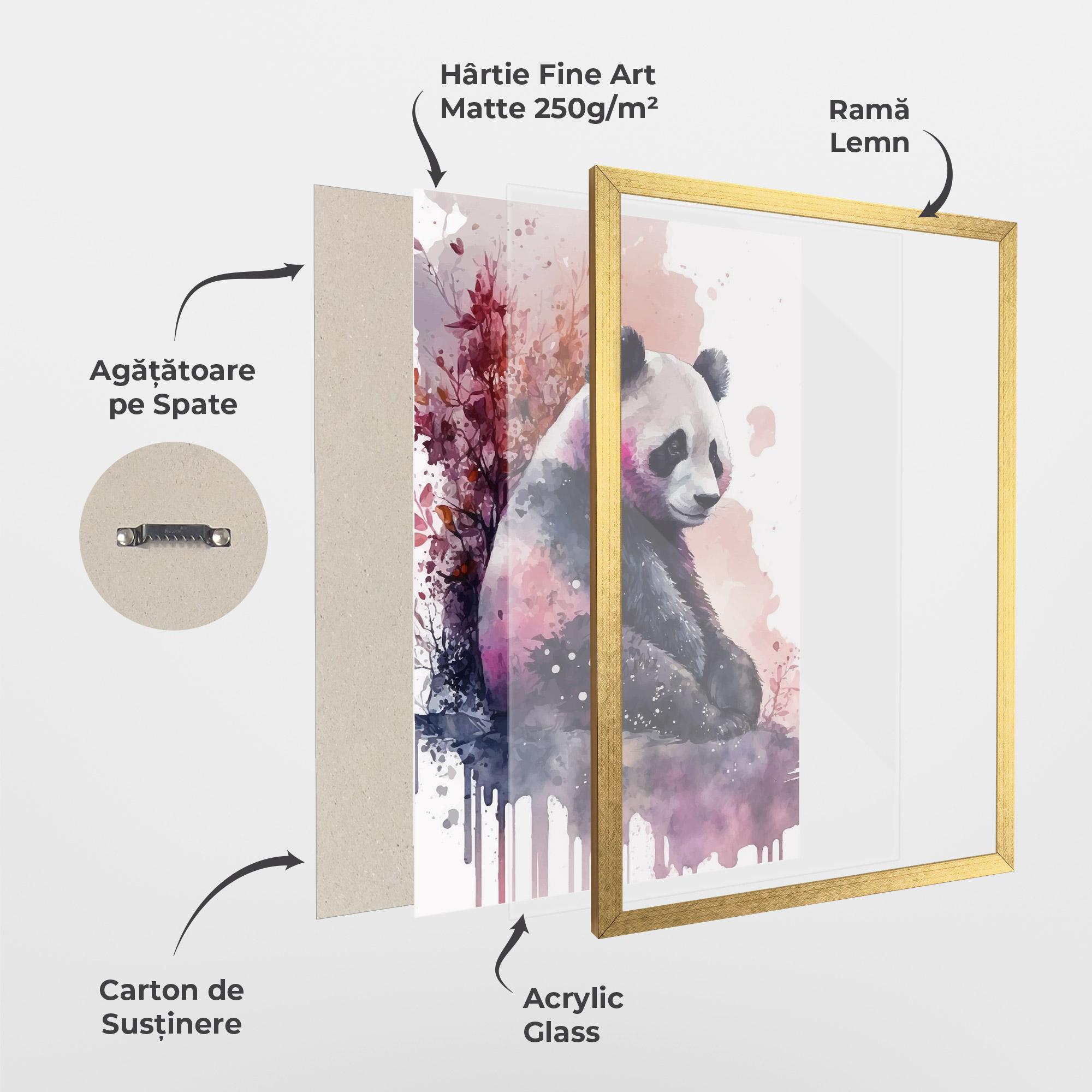 Poster Înrămat Purple Panda Art mockup 1