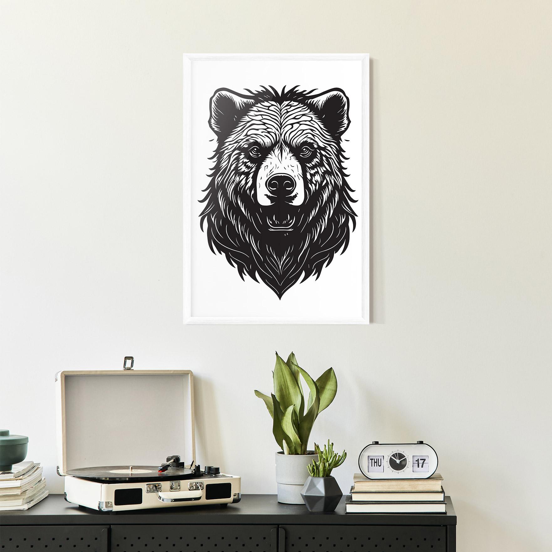 Poster Înrămat Bear Black Head mockup 2