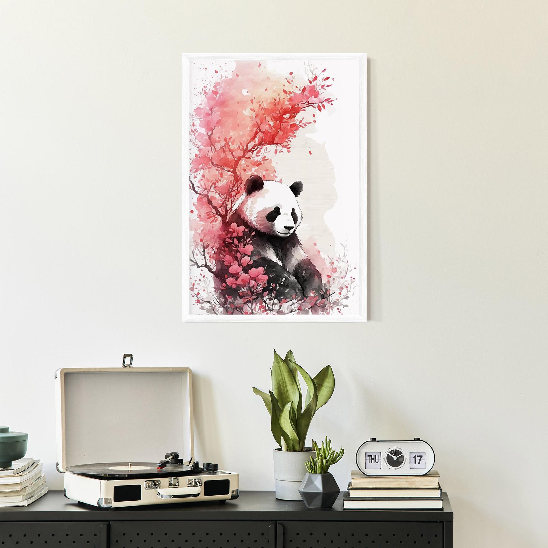 Poster Înrămat Pink Flower Panda mockup 2