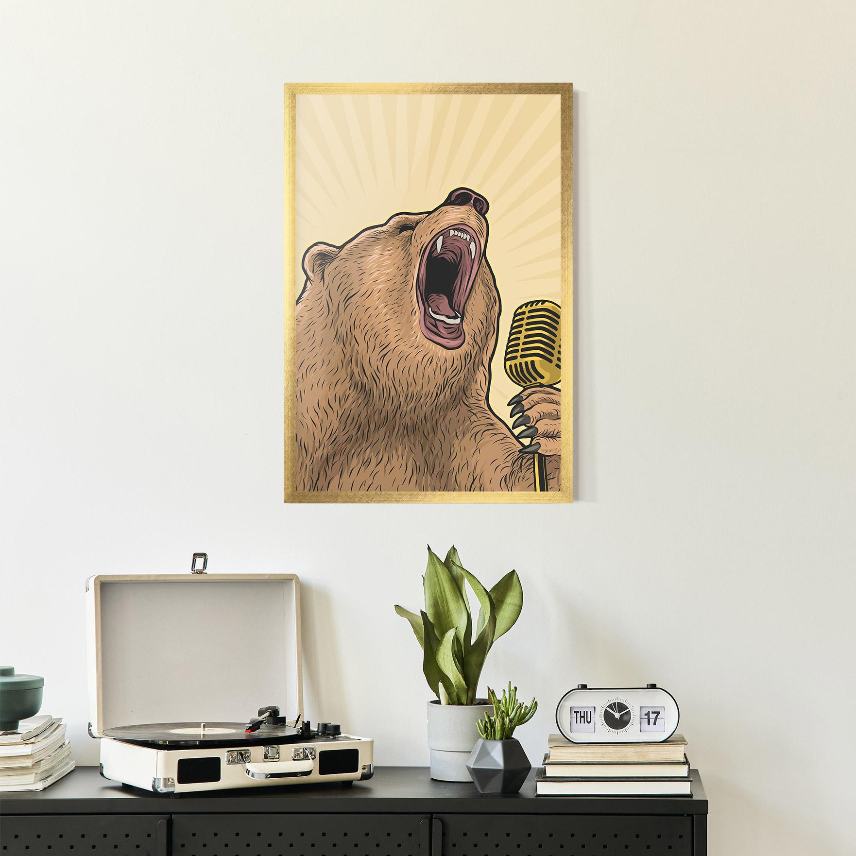 Poster Înrămat Bear Singing mockup 2