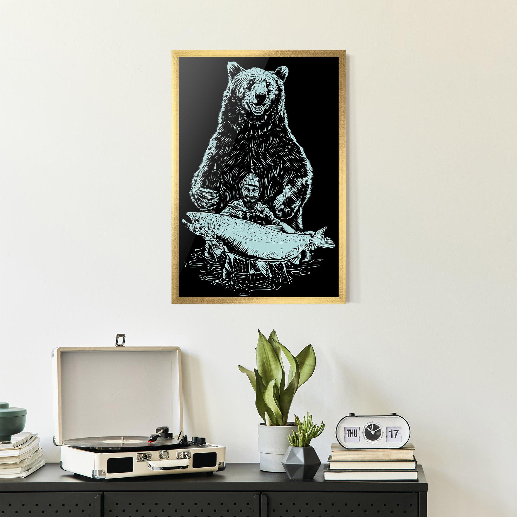 Poster Înrămat Fishing Bear mockup 2