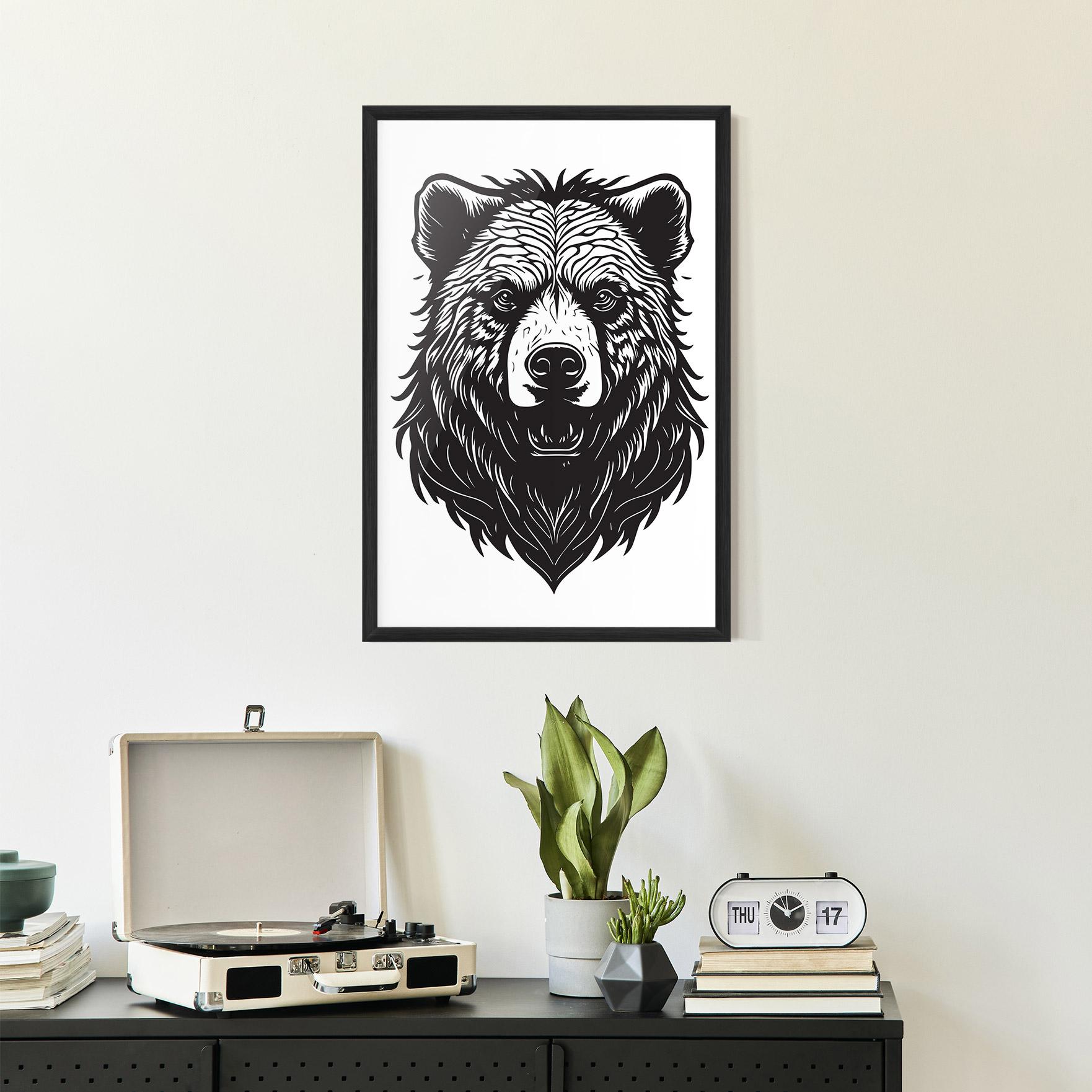 Poster Înrămat Bear Black Head mockup 2