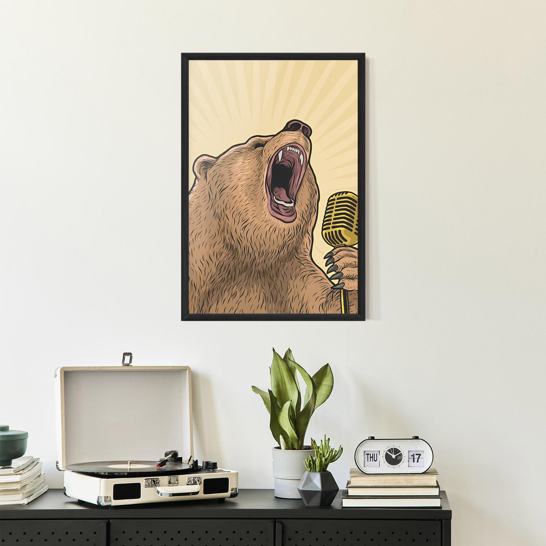 Poster Înrămat Bear Singing mockup 2