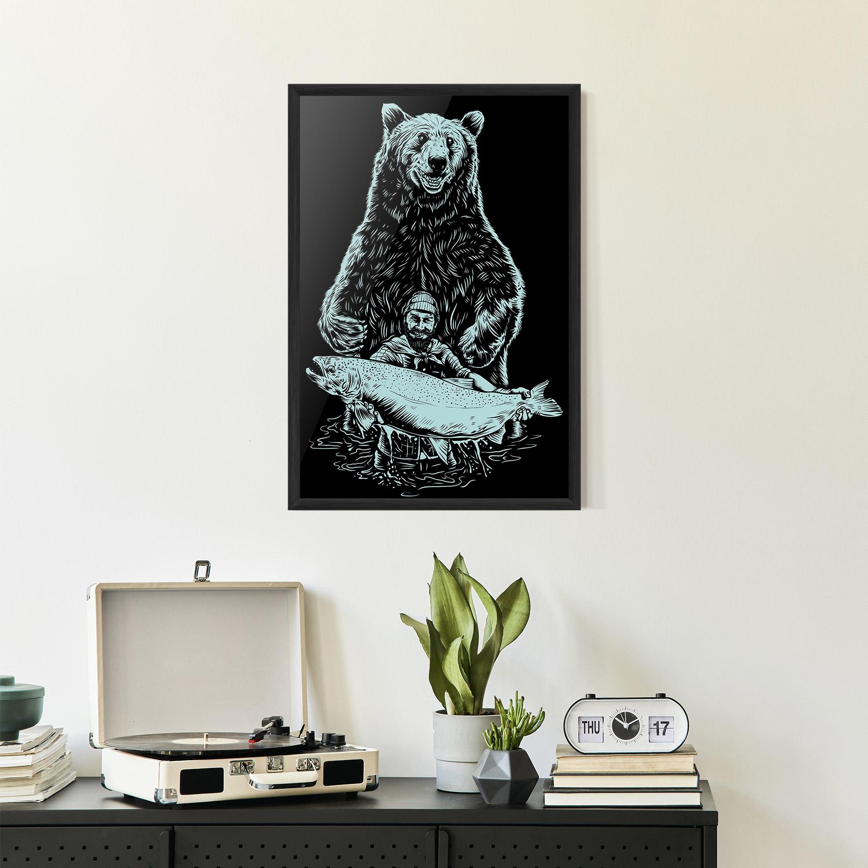 Poster Înrămat Fishing Bear mockup 2