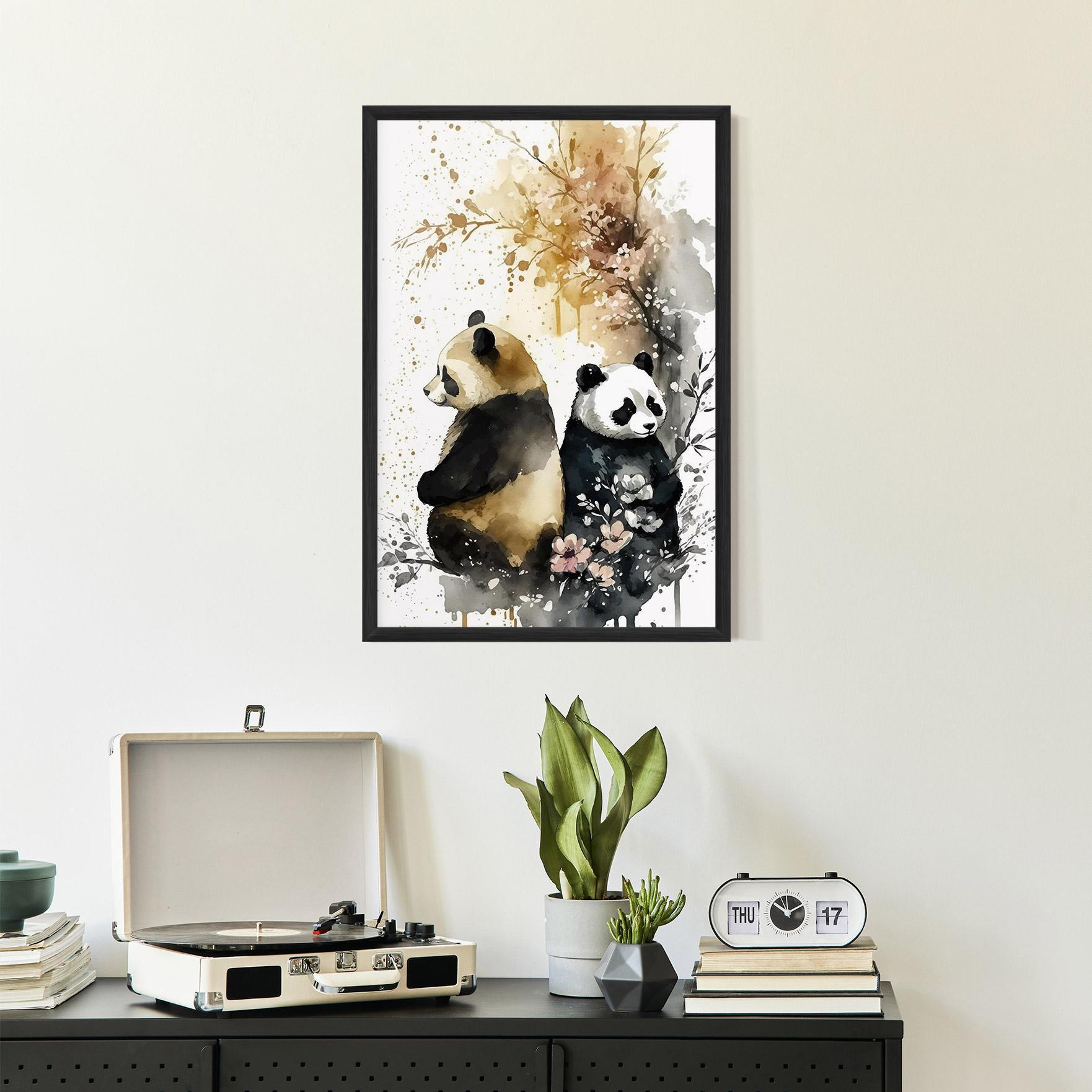 Poster Înrămat Gold Panda Art mockup 2