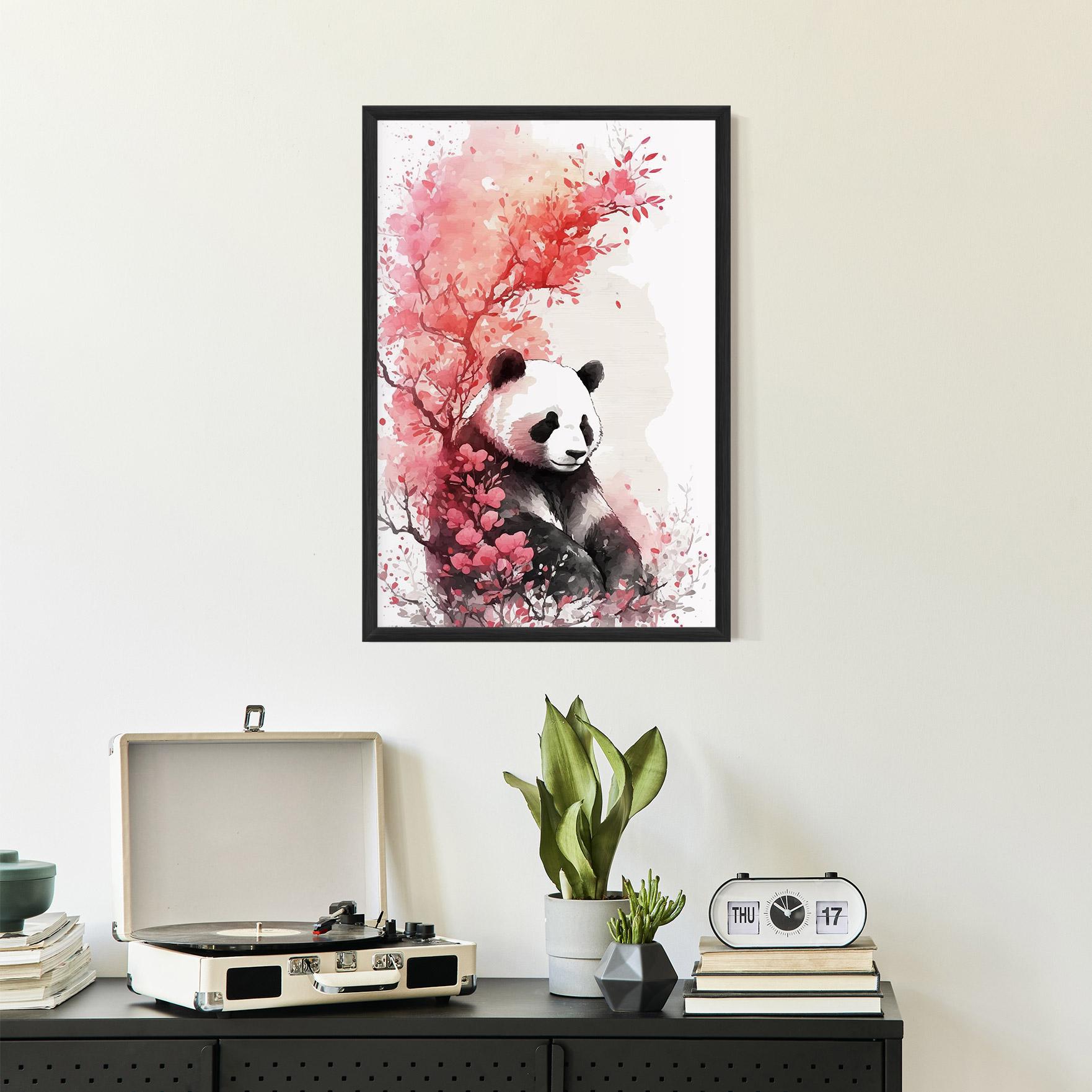 Poster Înrămat Pink Flower Panda mockup 2