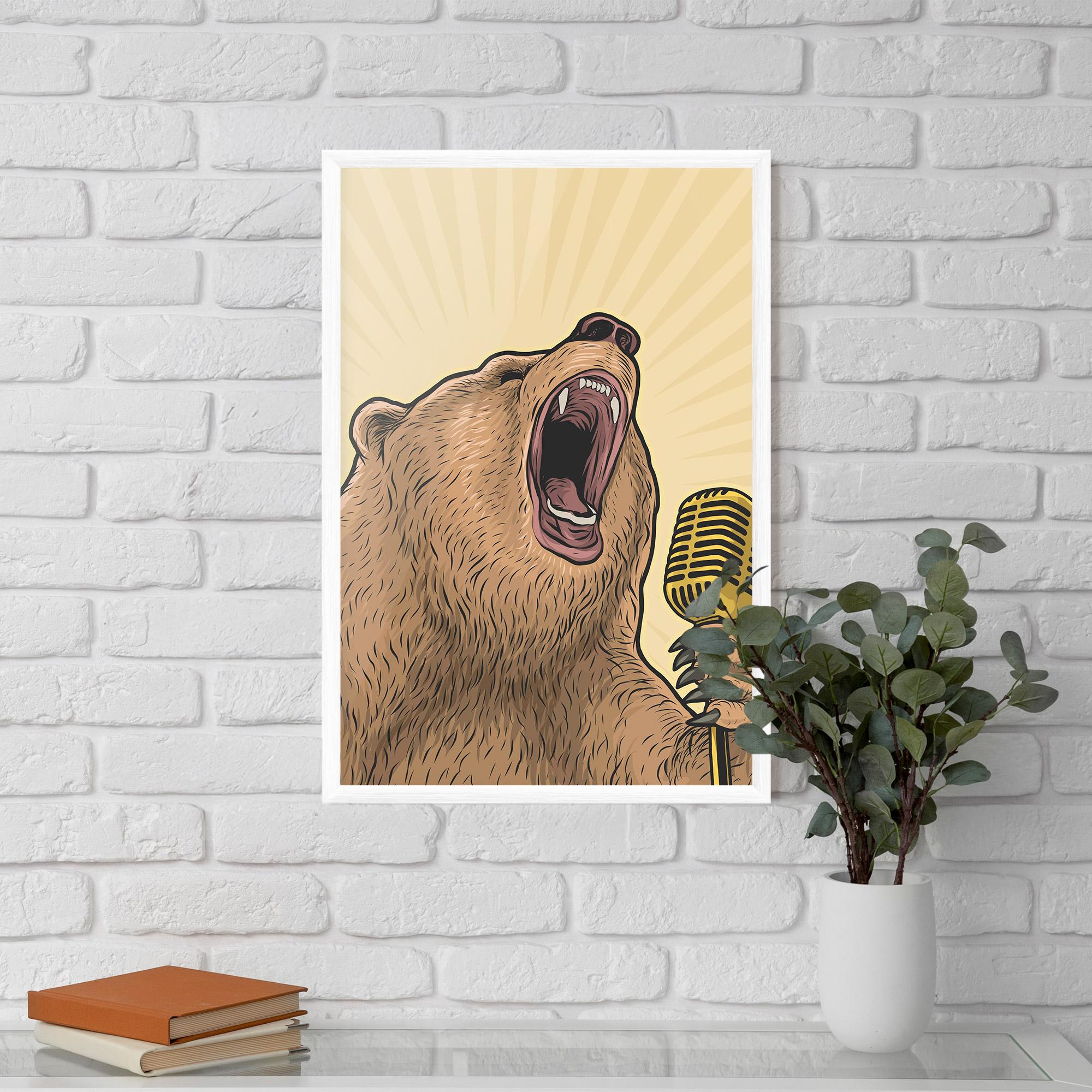 Poster Înrămat Bear Singing mockup 5