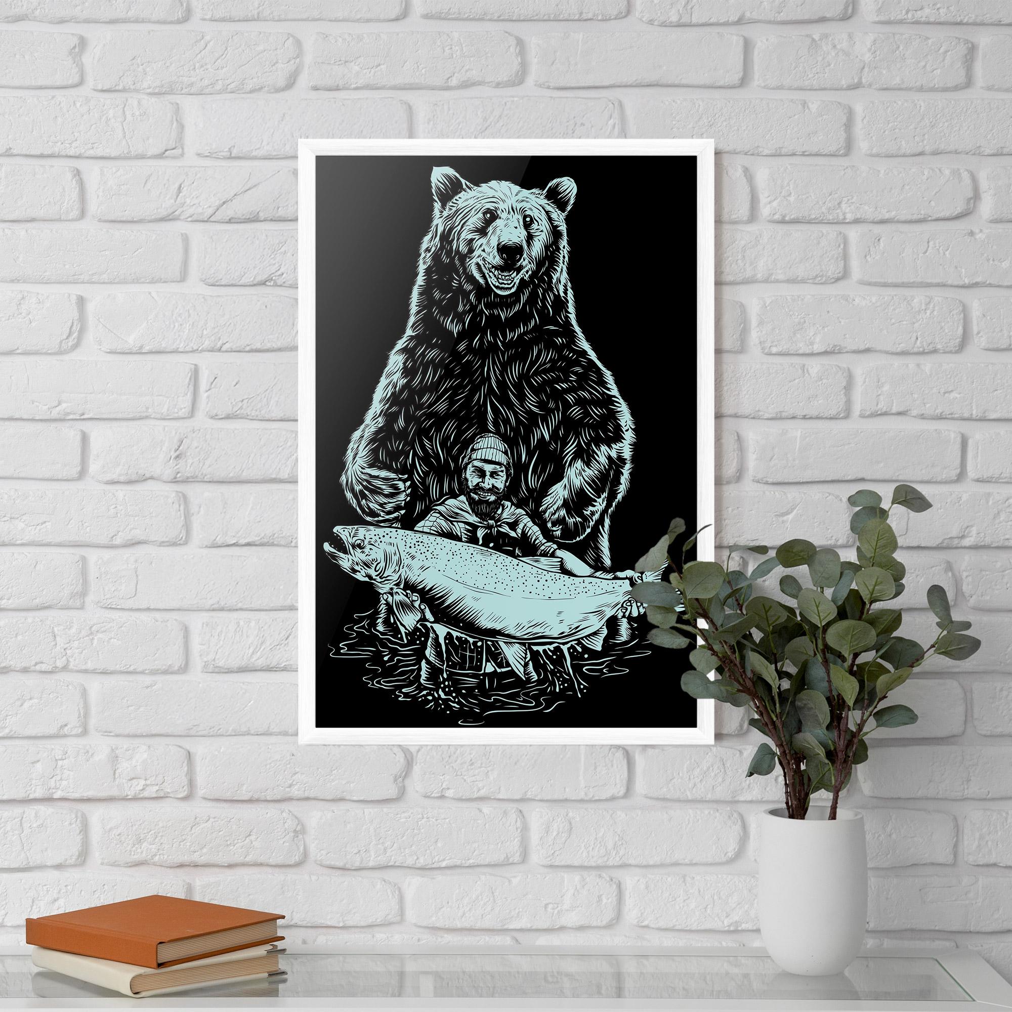 Poster Înrămat Fishing Bear mockup 5