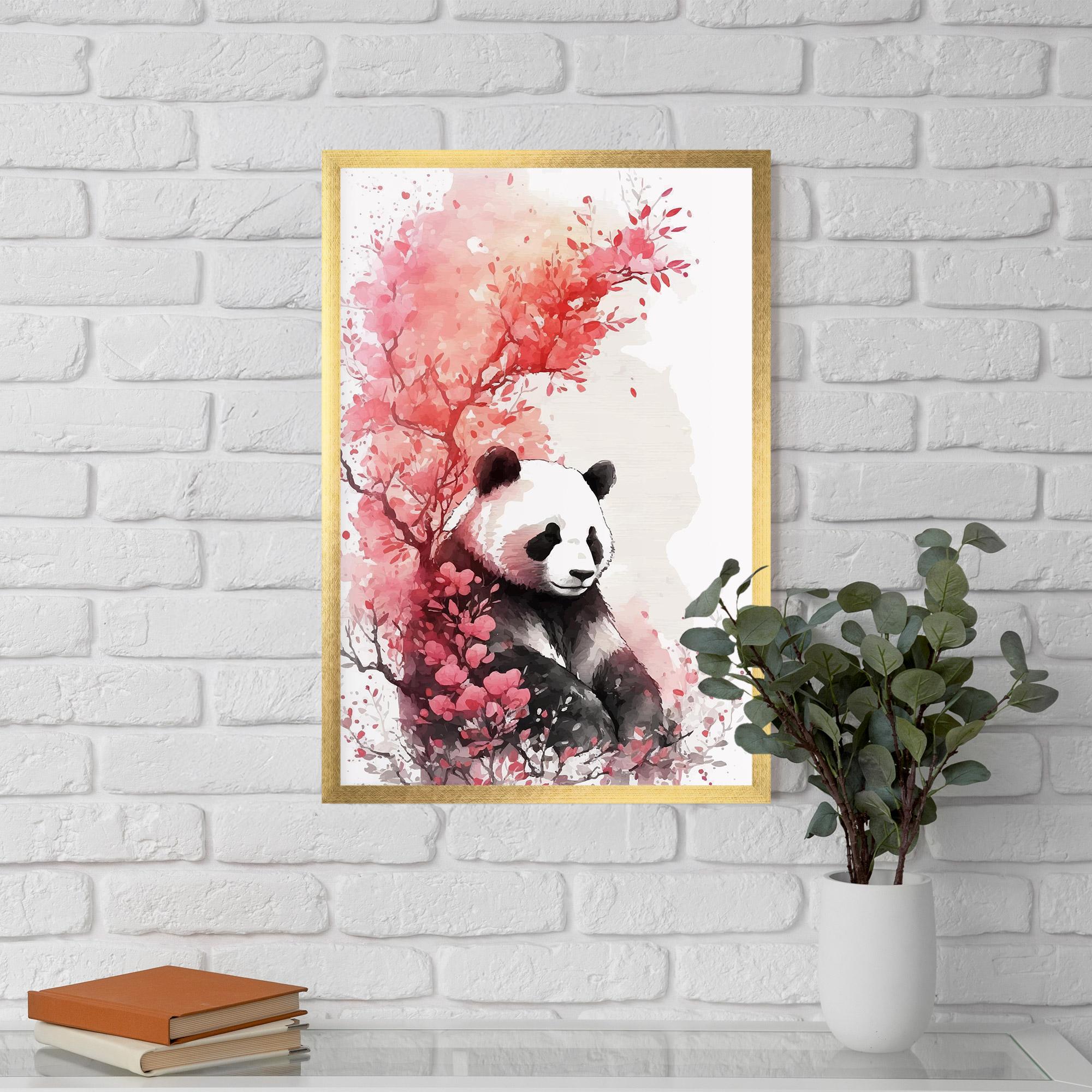 Poster Înrămat Pink Flower Panda mockup 5