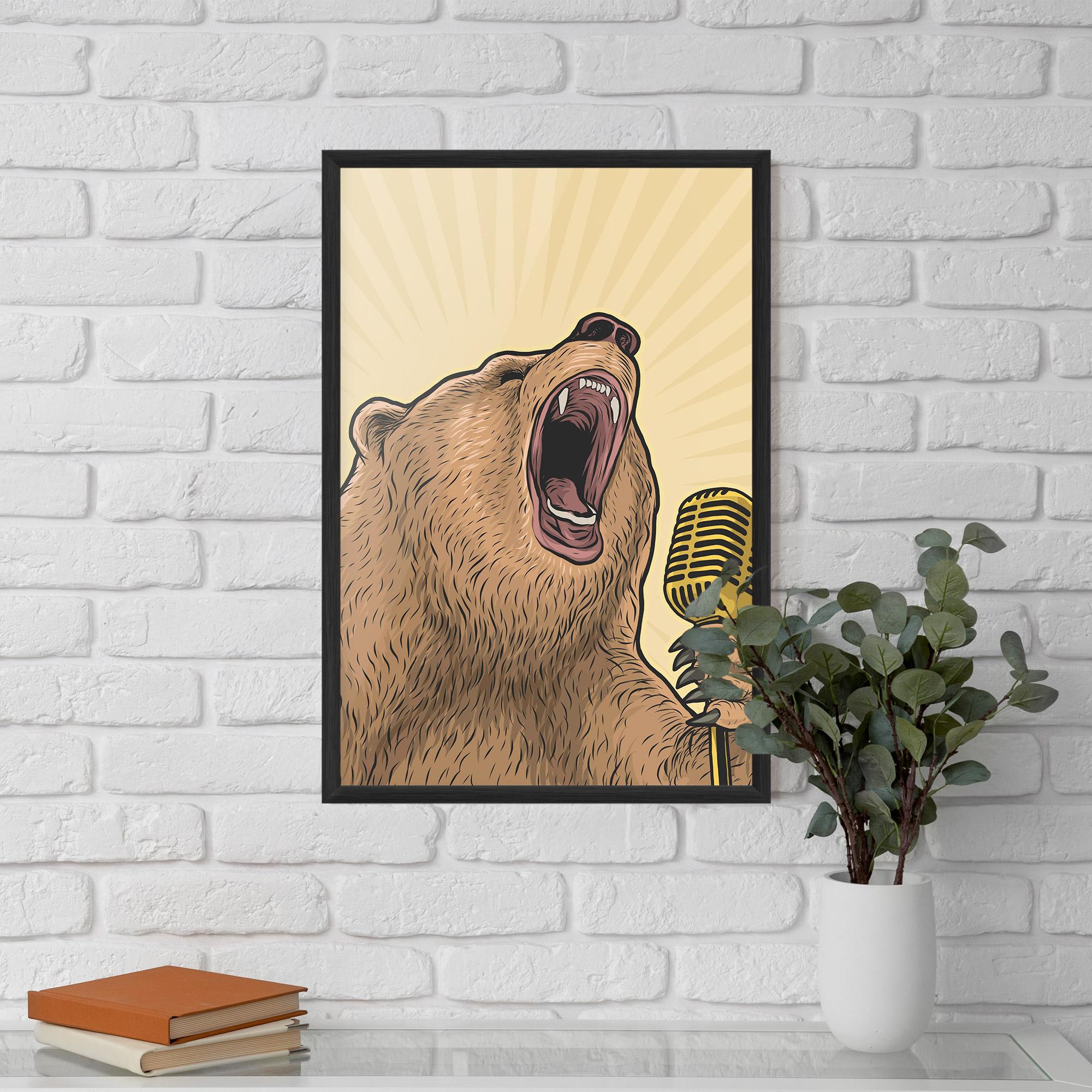 Poster Înrămat Bear Singing mockup 5