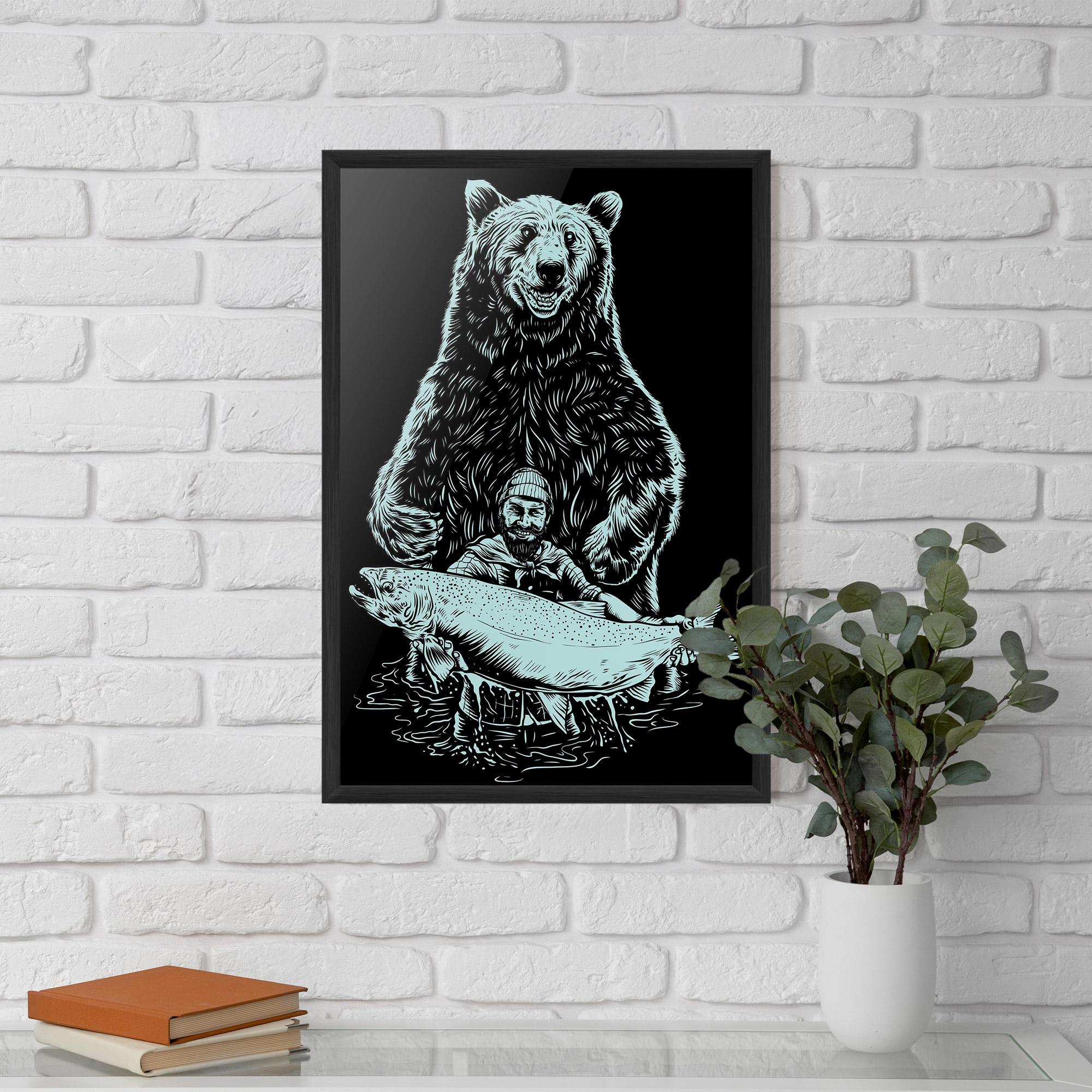 Poster Înrămat Fishing Bear mockup 5