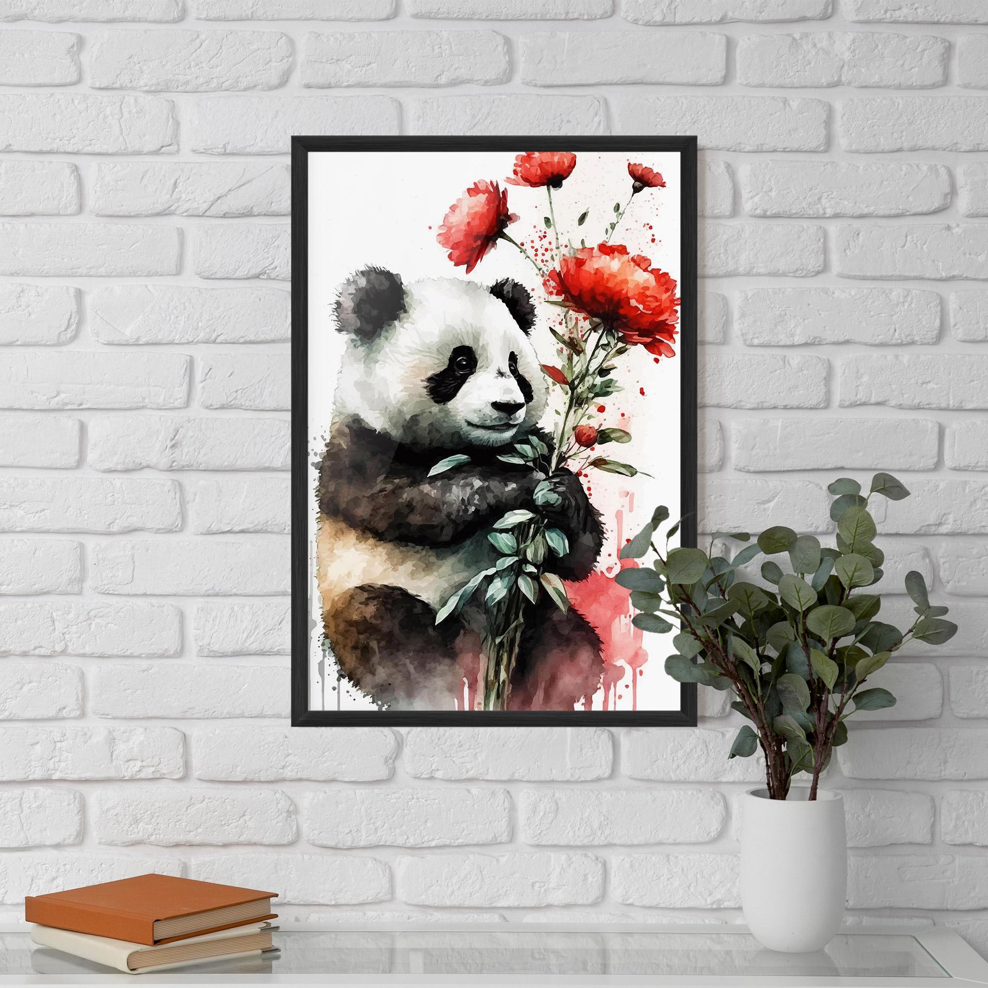 Poster Înrămat Red Flower Panda mockup 5