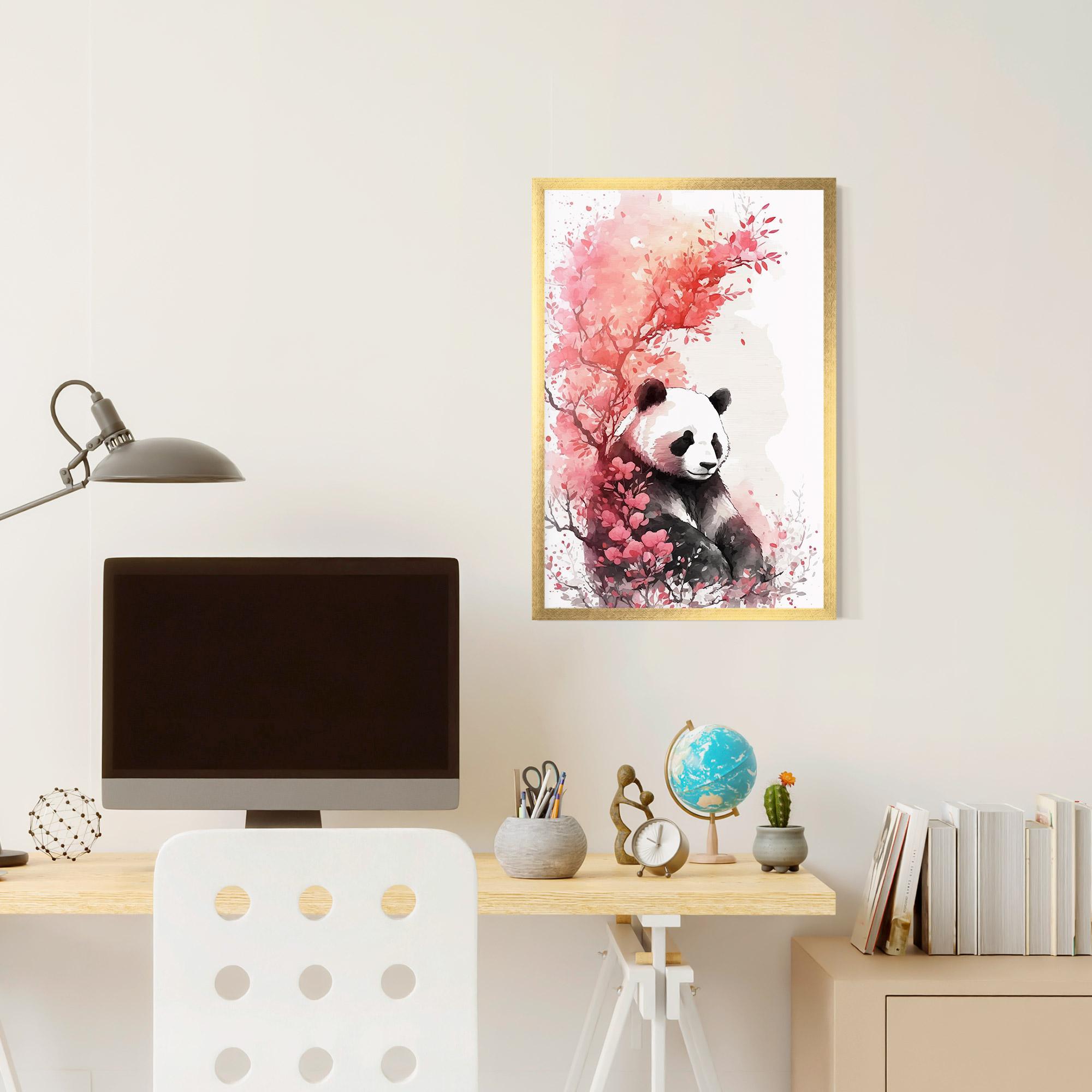 Poster Înrămat Pink Flower Panda mockup 6