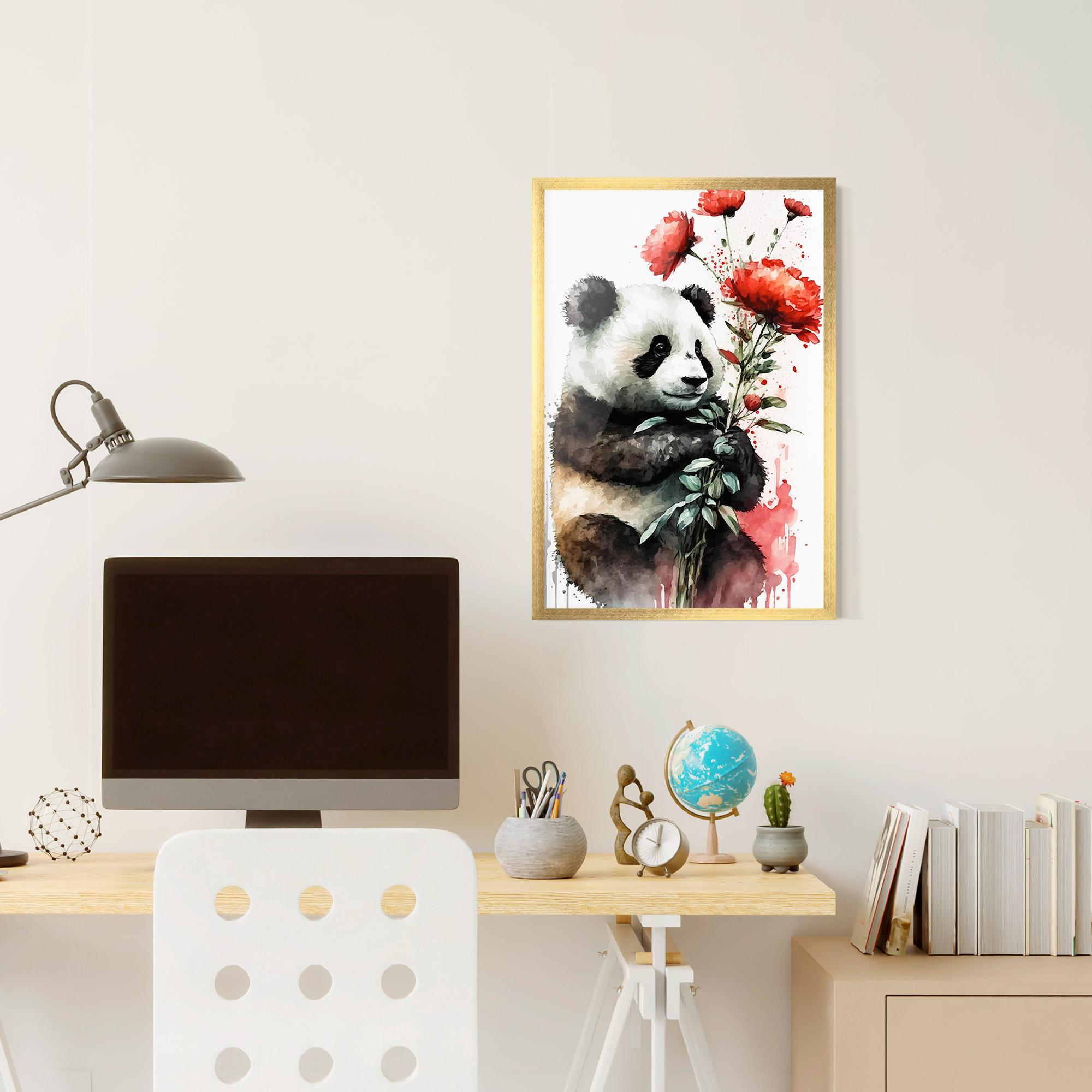 Poster Înrămat Red Flower Panda mockup 6