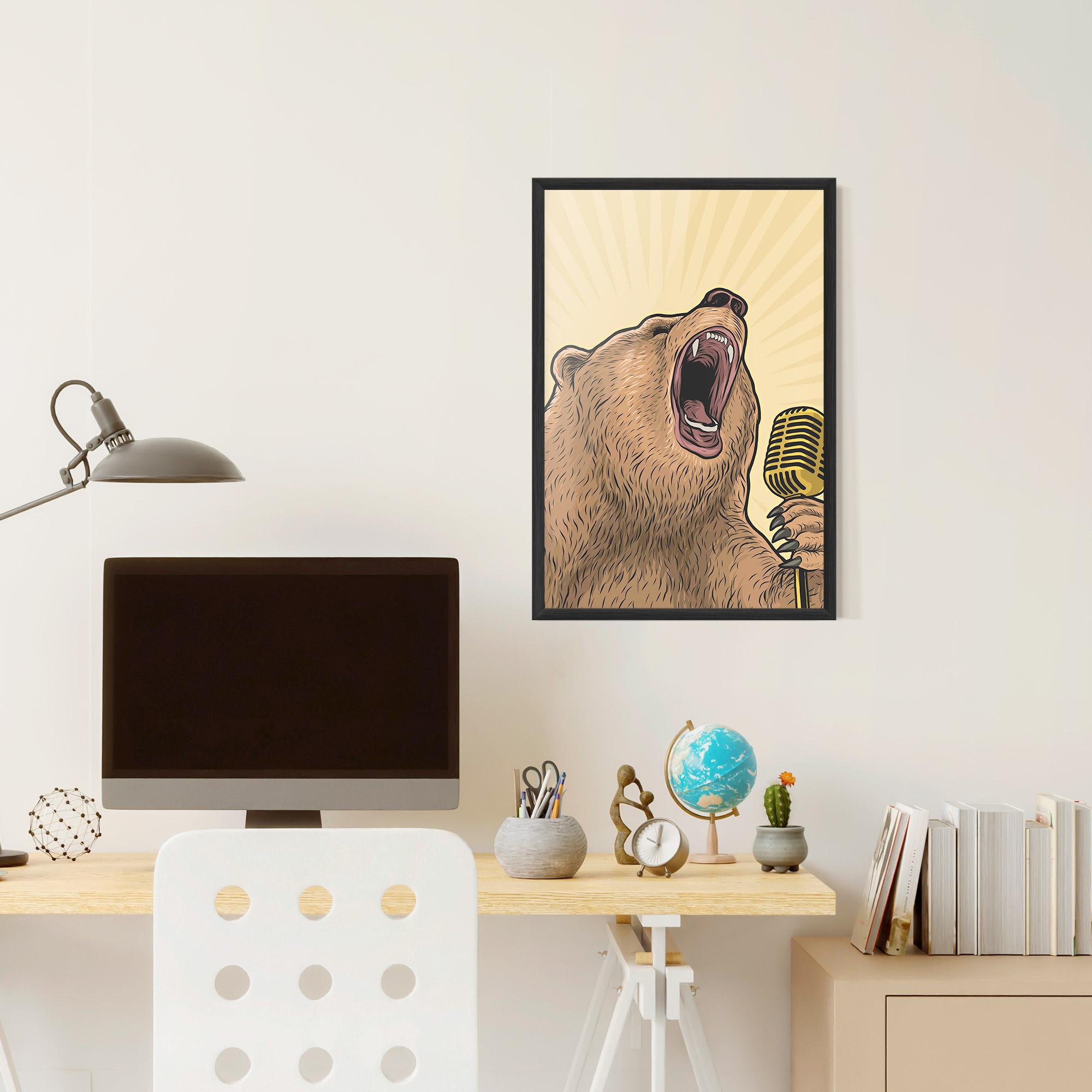 Poster Înrămat Bear Singing mockup 6