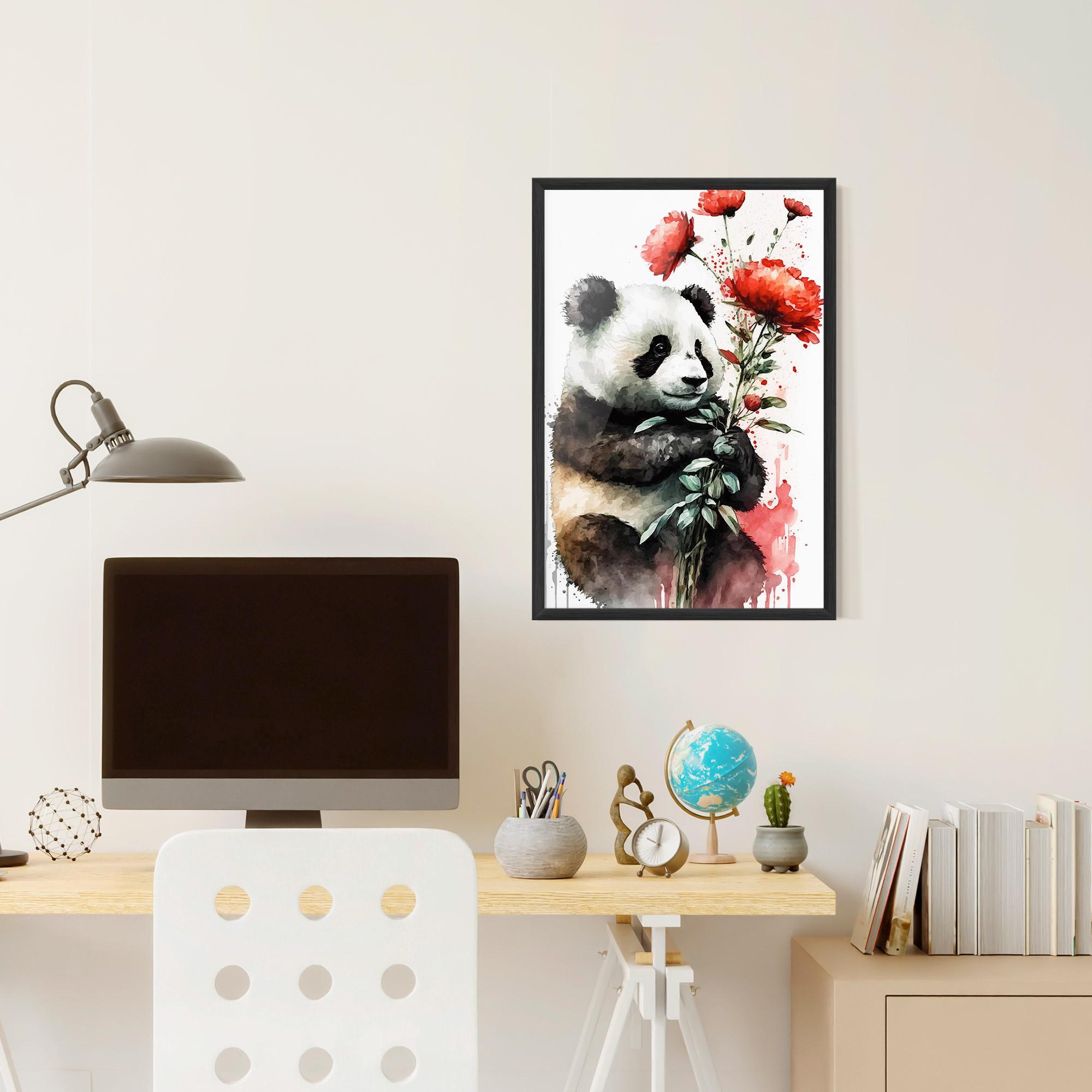 Poster Înrămat Red Flower Panda mockup 6