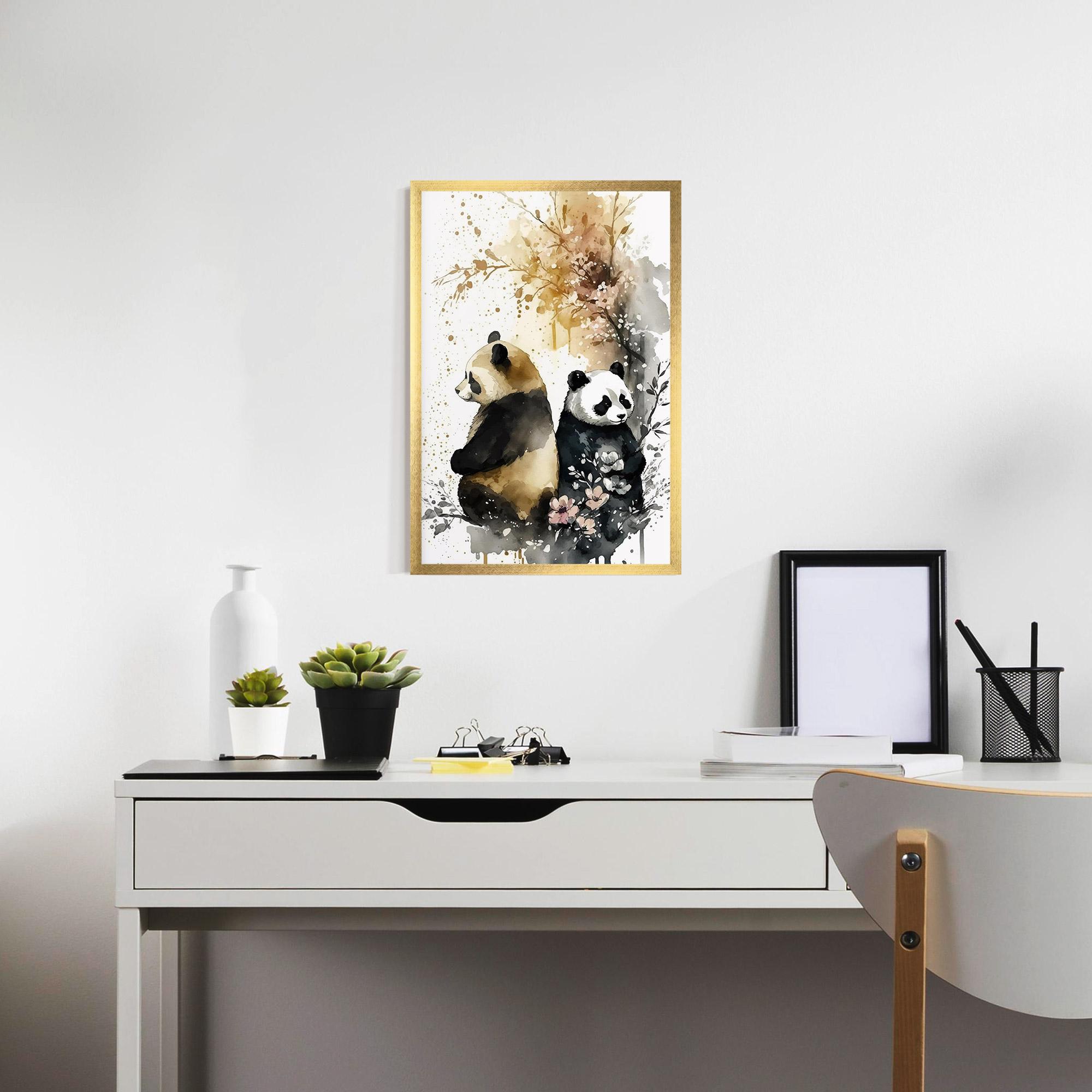 Poster Înrămat Gold Panda Art mockup 7