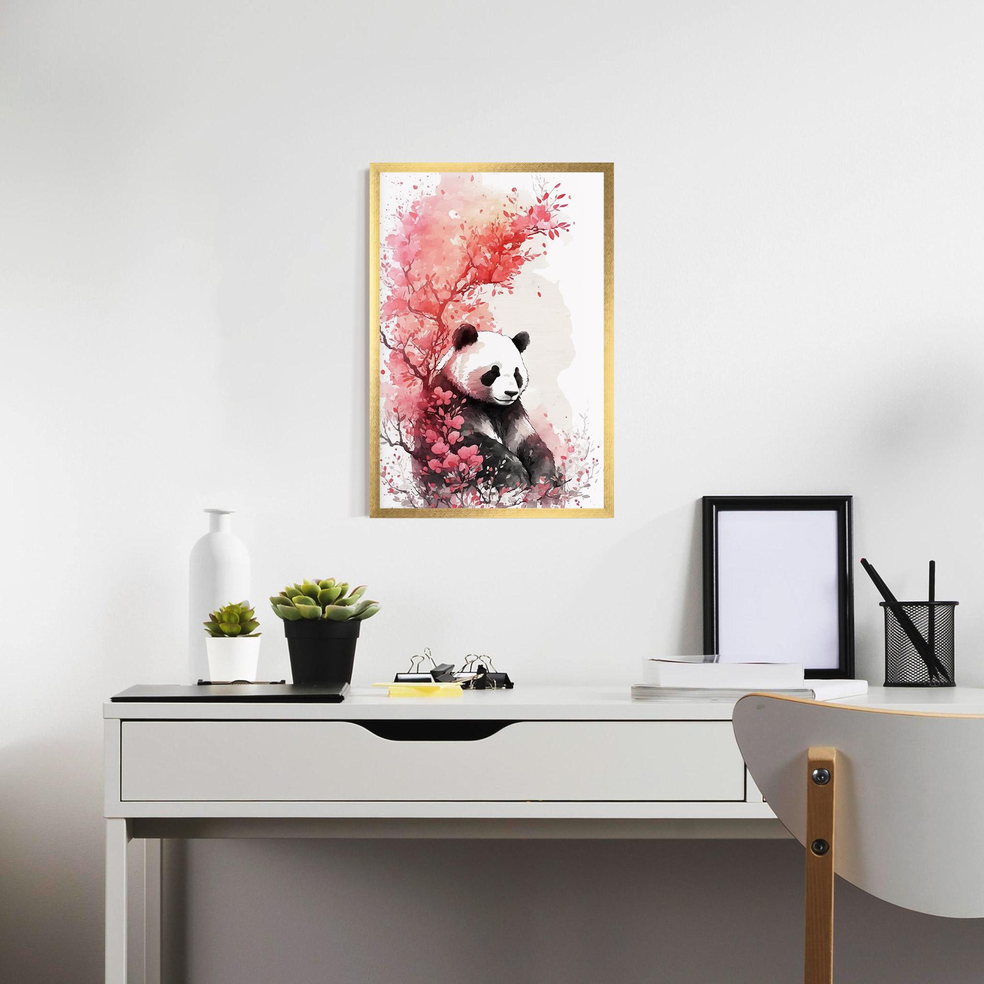 Poster Înrămat Pink Flower Panda mockup 7