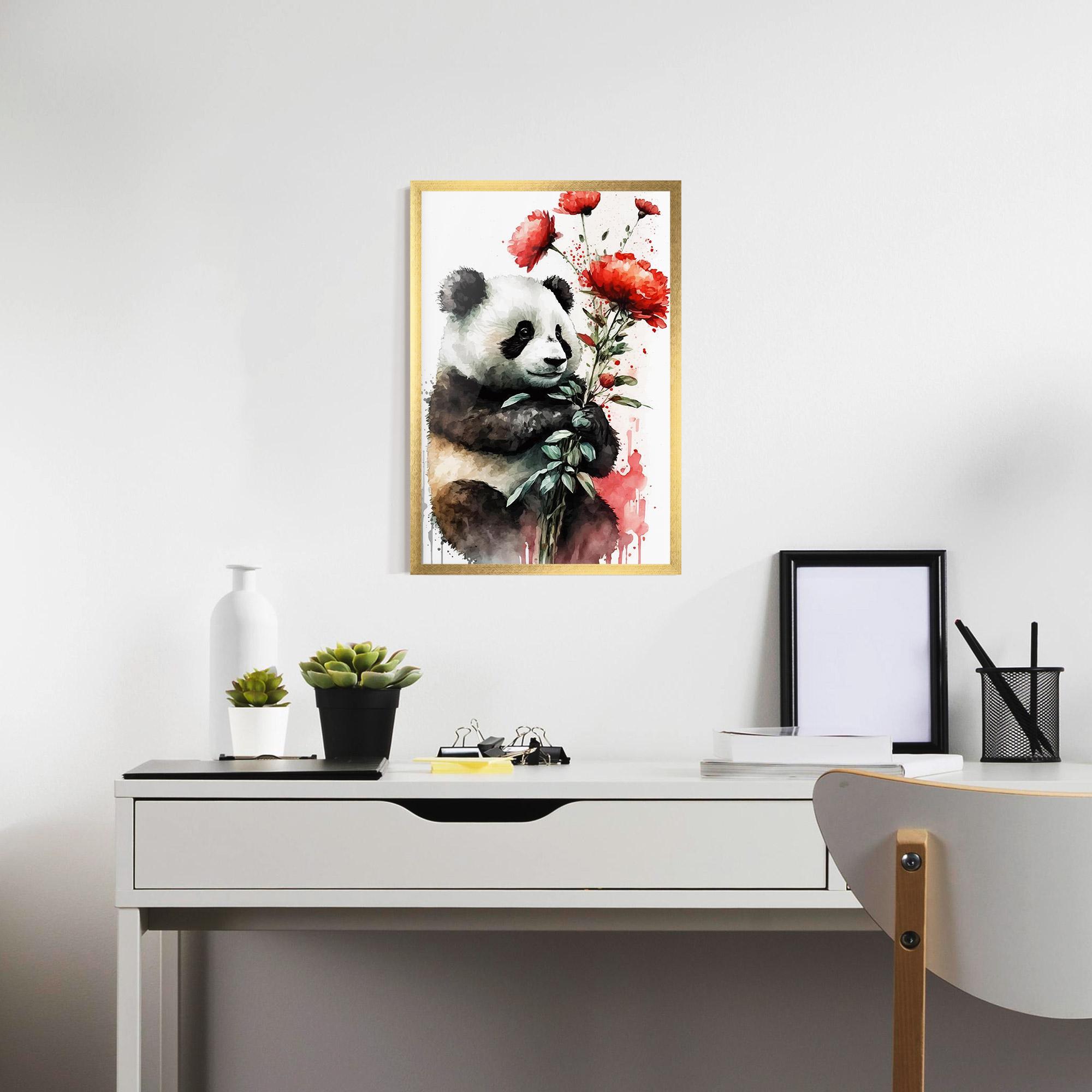 Poster Înrămat Red Flower Panda mockup 7
