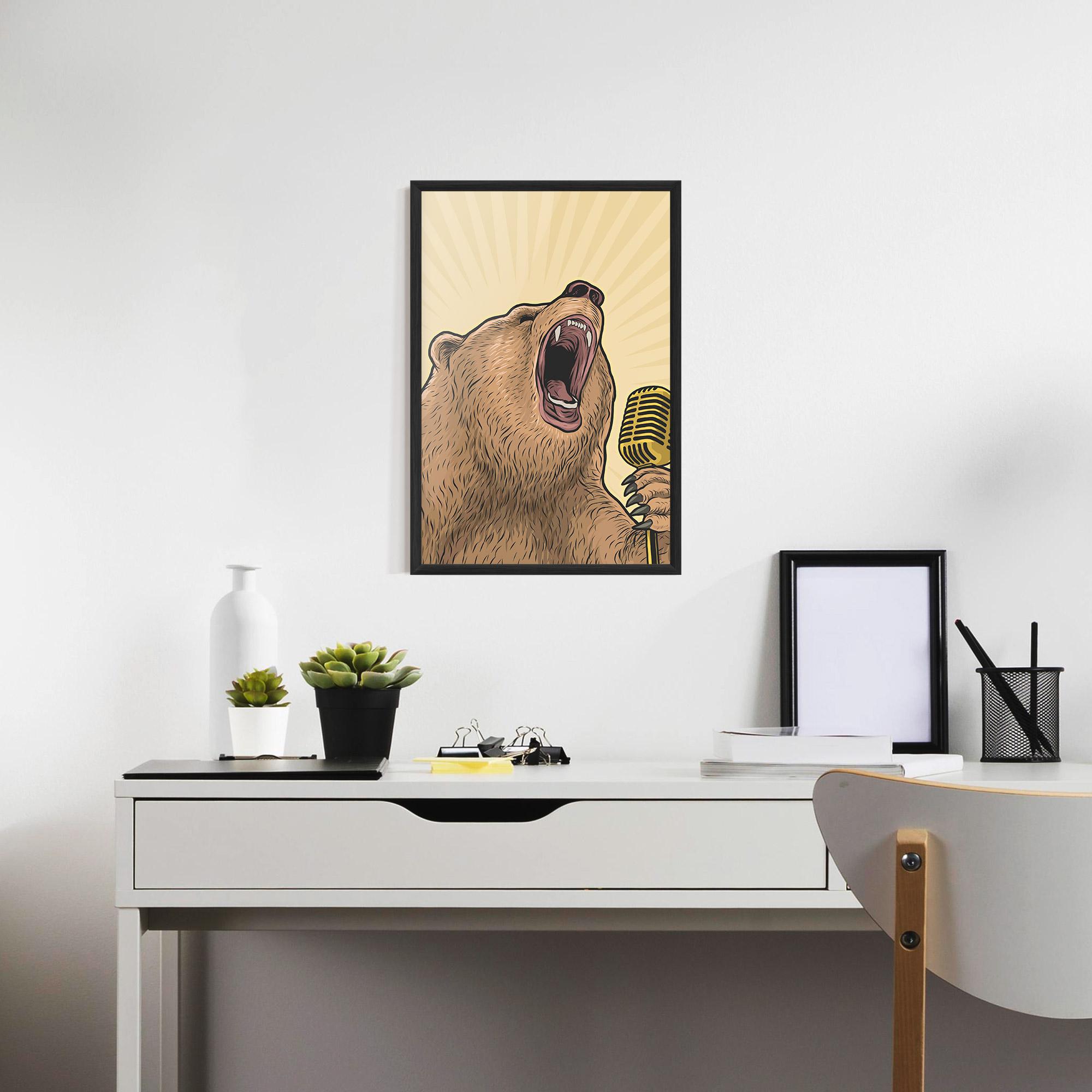 Poster Înrămat Bear Singing mockup 7