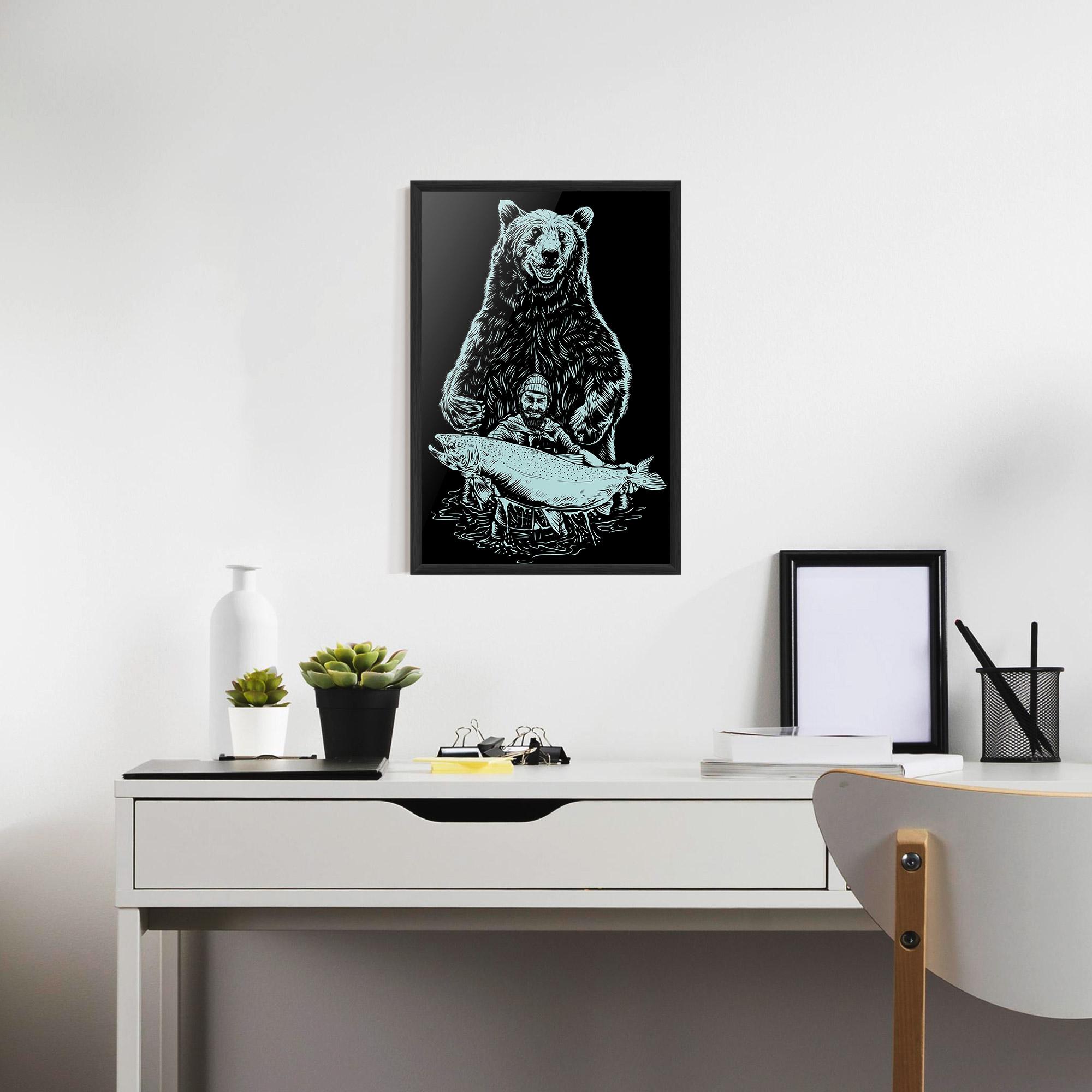 Poster Înrămat Fishing Bear mockup 7