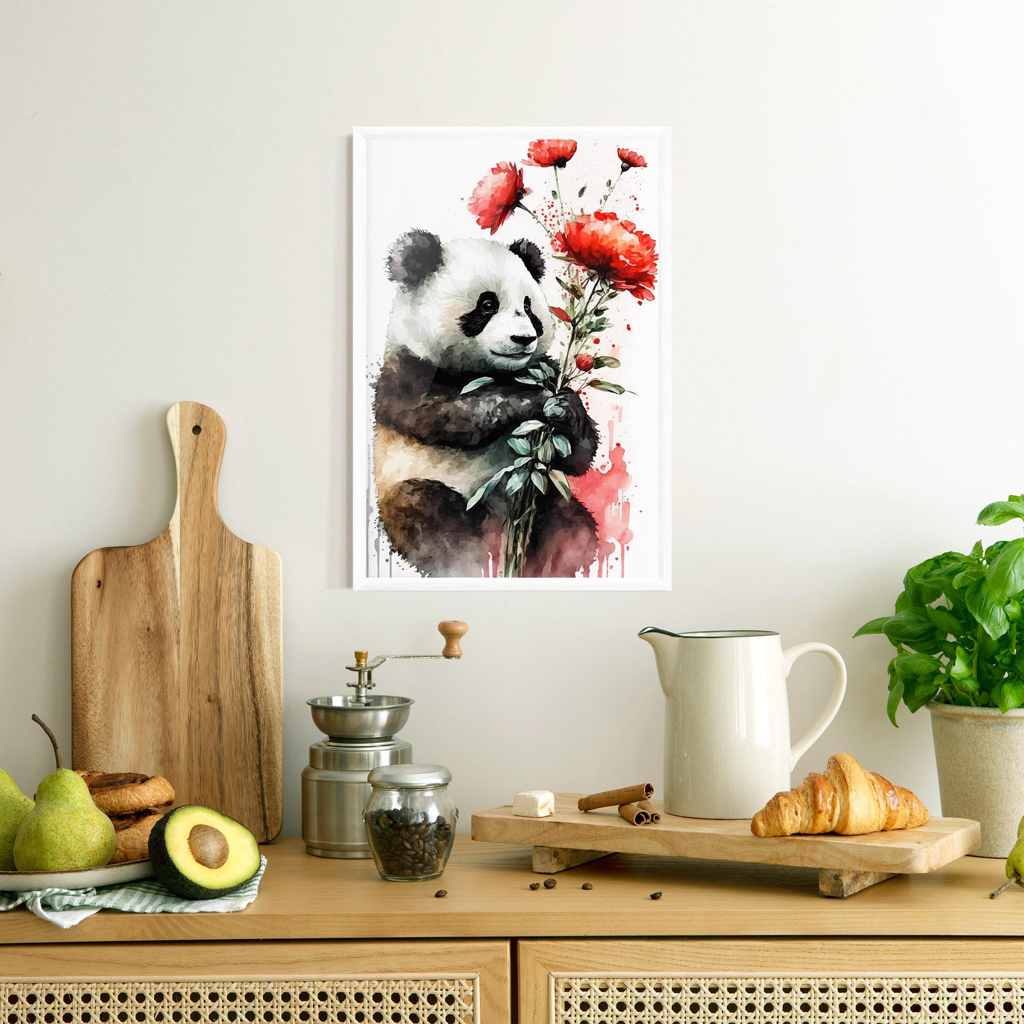 Poster Înrămat Red Flower Panda mockup 8