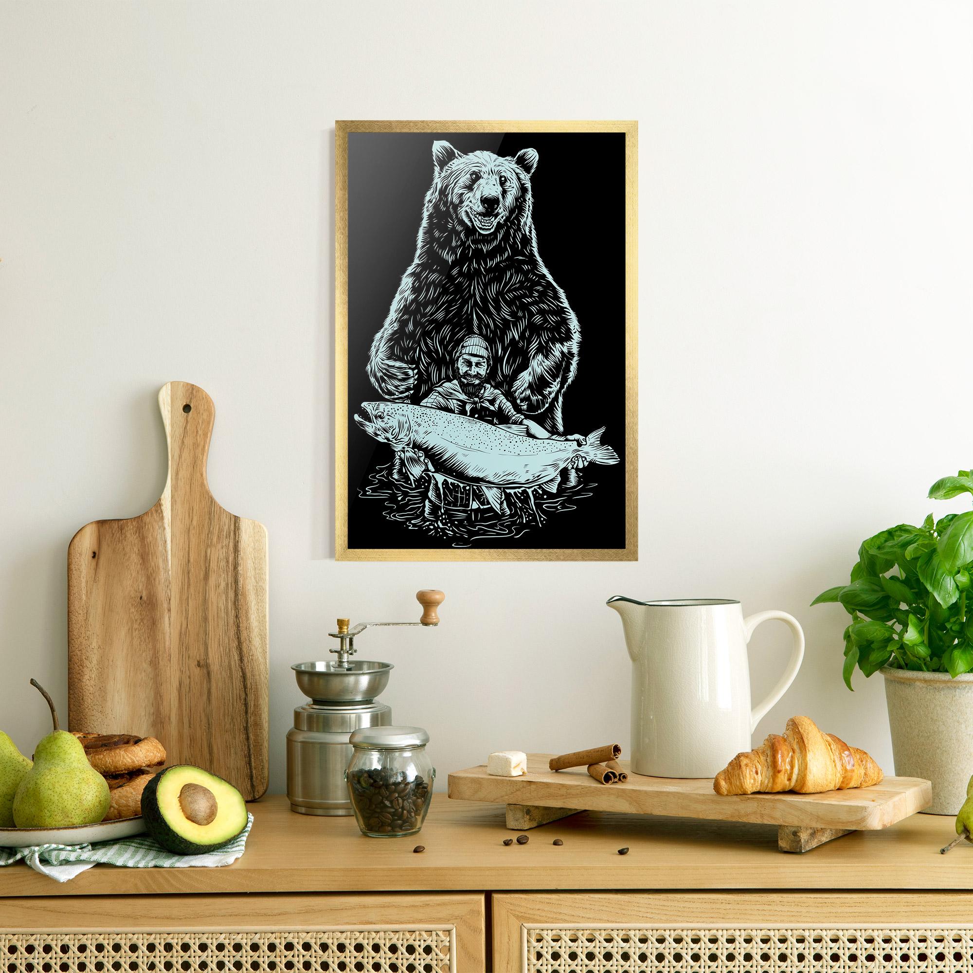 Poster Înrămat Fishing Bear mockup 8