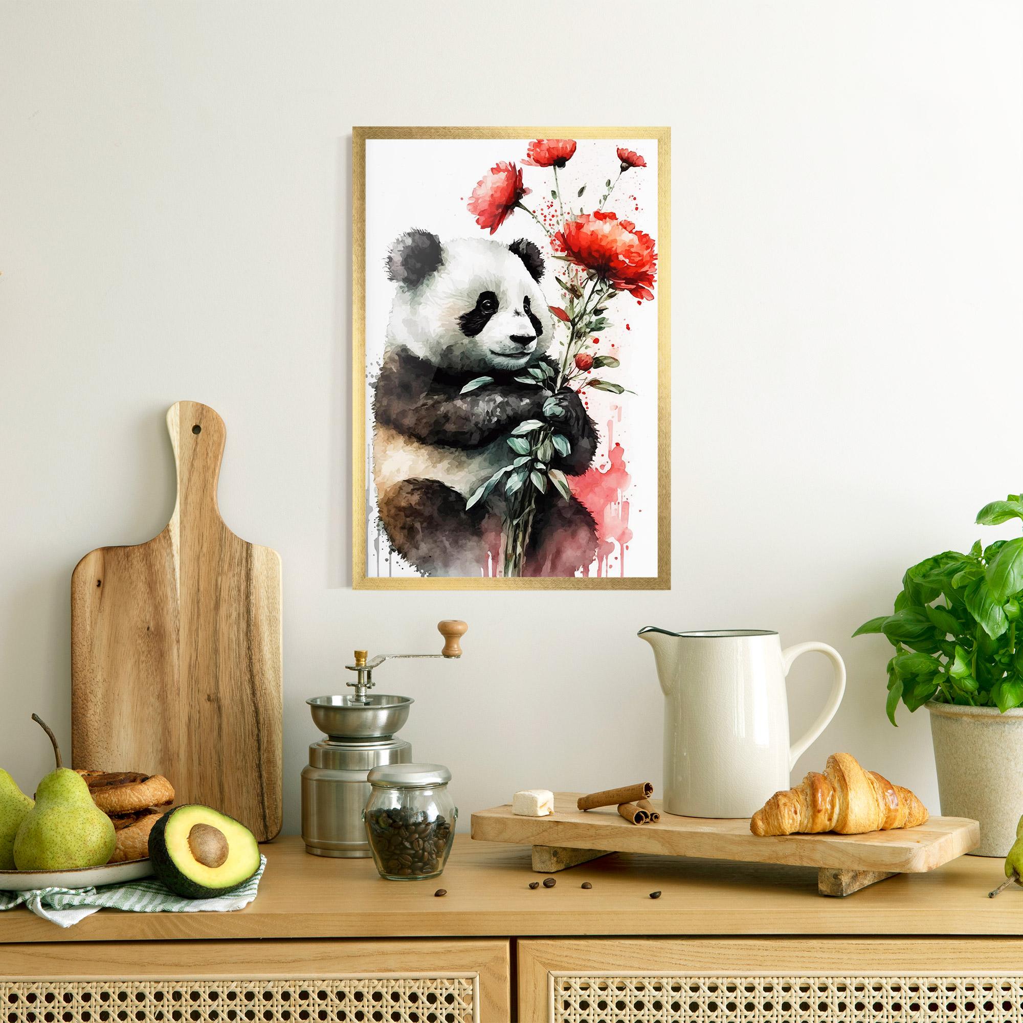 Poster Înrămat Red Flower Panda mockup 8