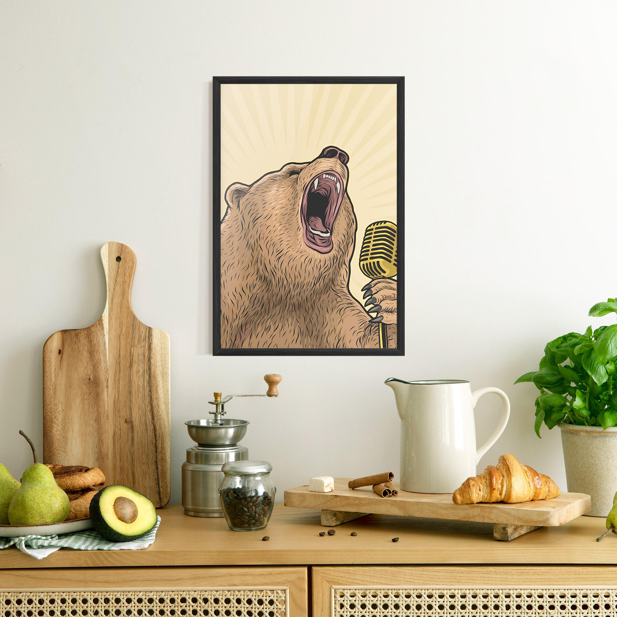 Poster Înrămat Bear Singing mockup 8