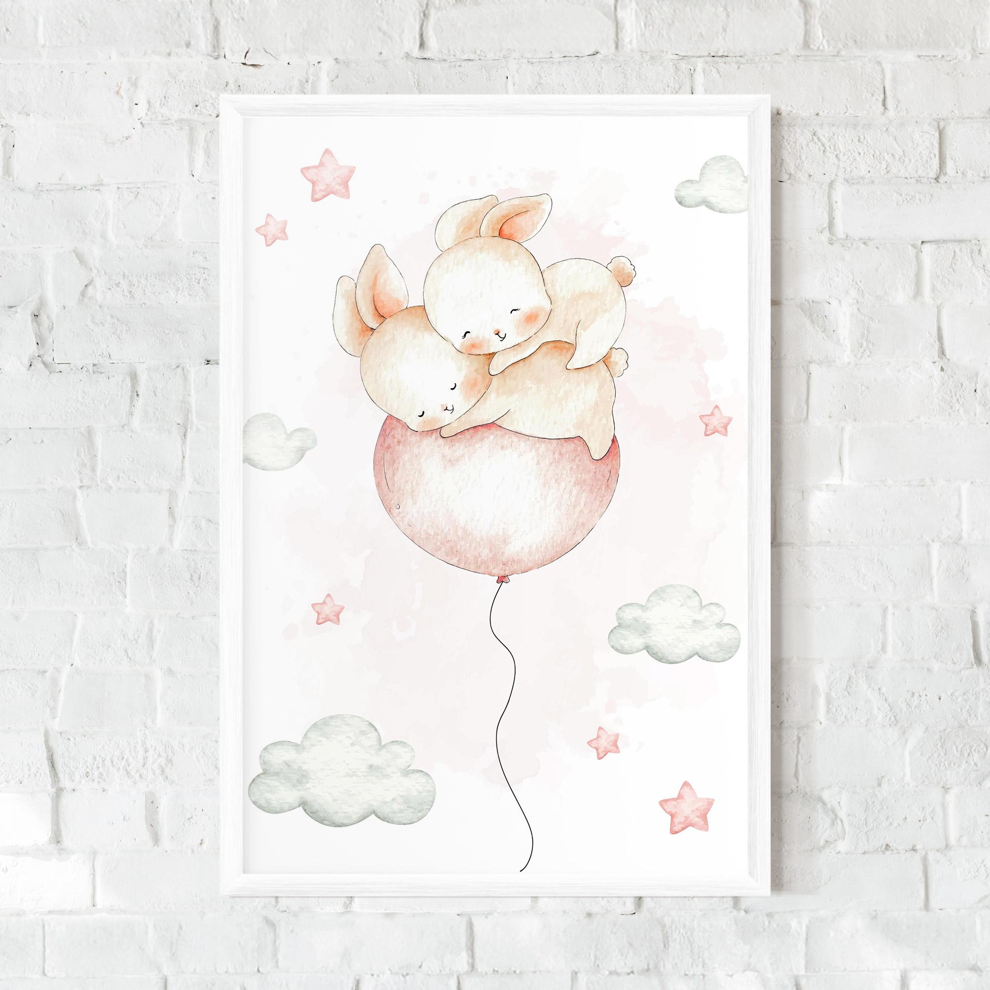 Poster Înrămat Balloon Bunny mockup 0