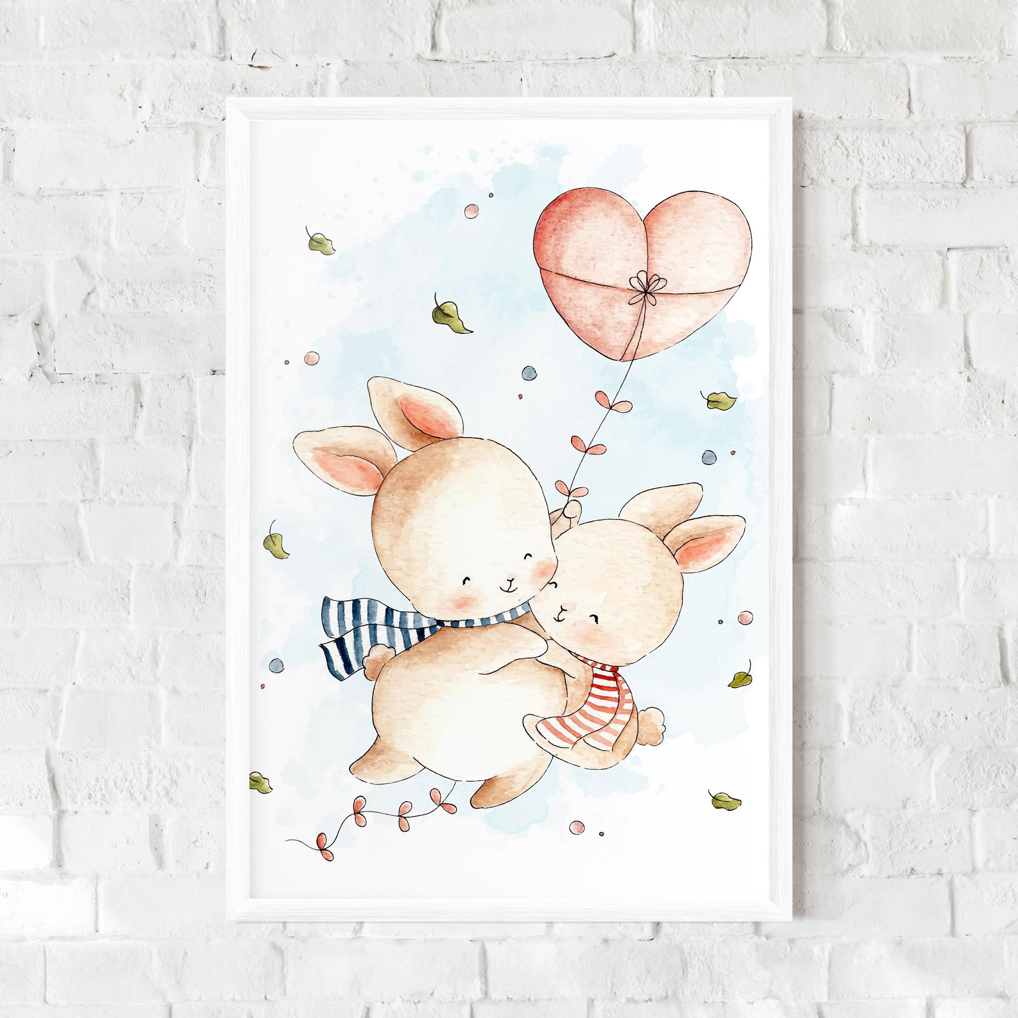Poster Înrămat Cute Couple Rabbit mockup 0