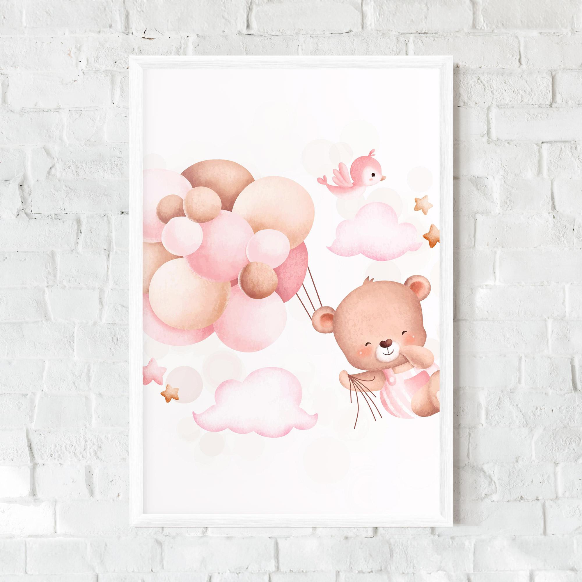 Poster Înrămat Pink Bear Balloons mockup 0