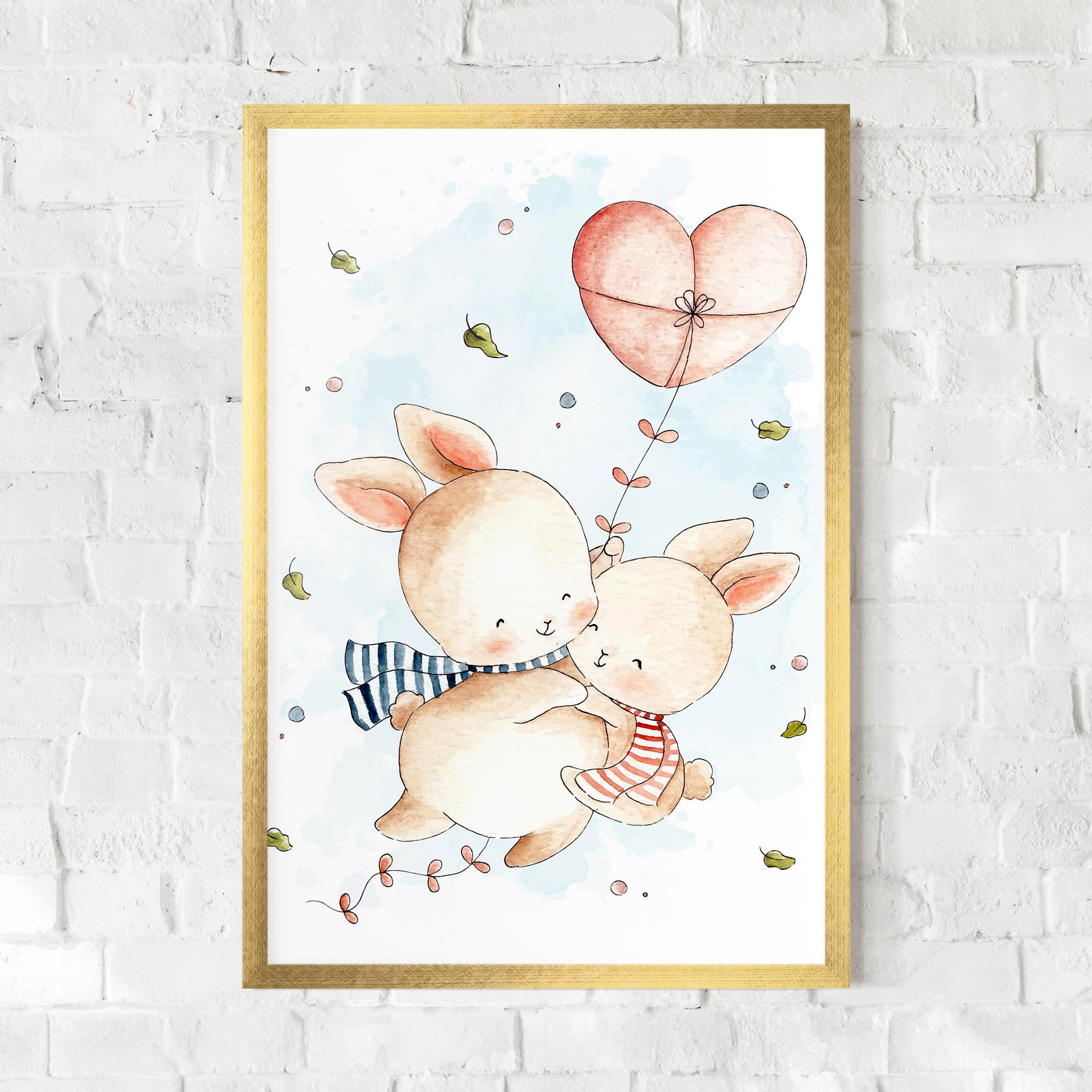 Poster Înrămat Cute Couple Rabbit mockup 0