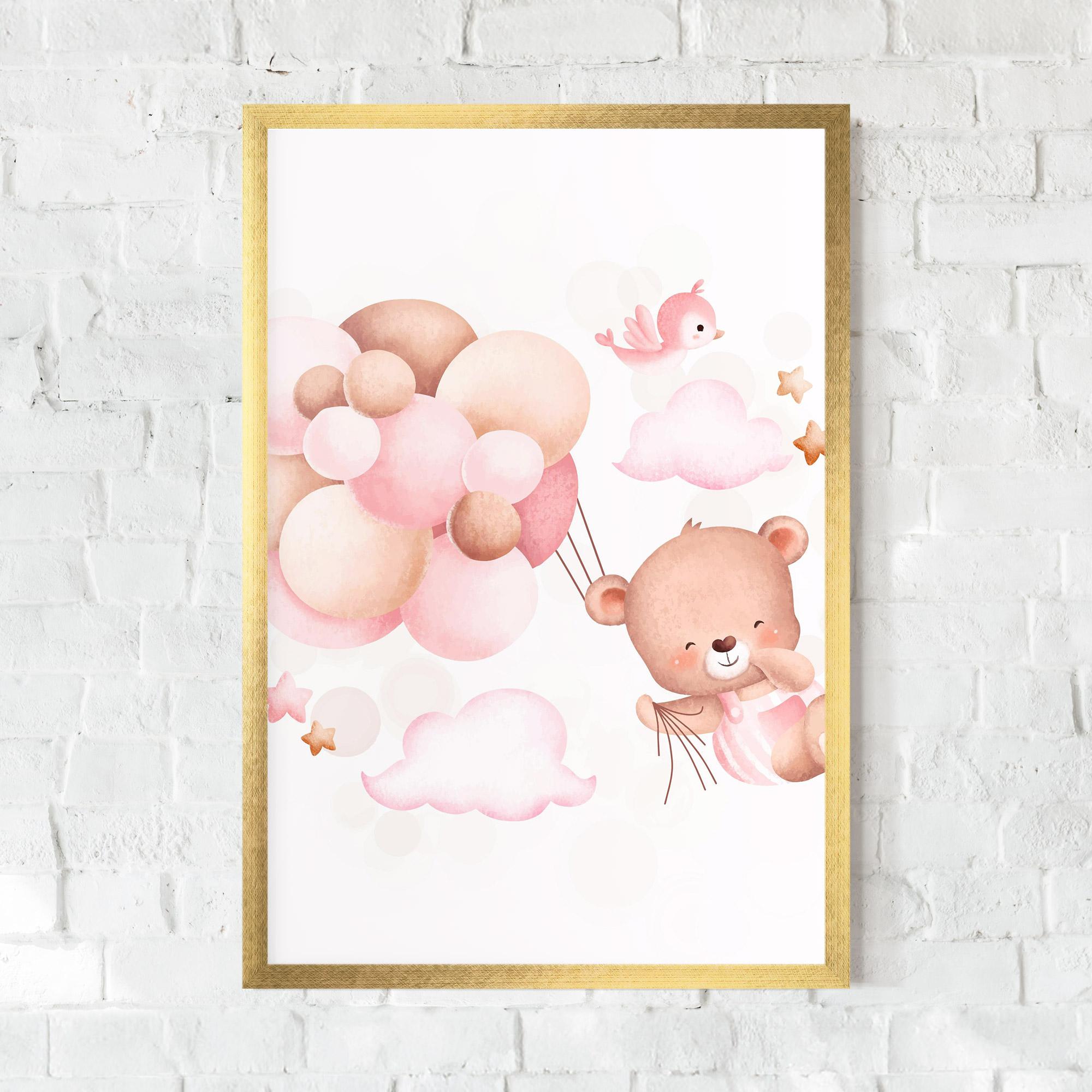 Poster Înrămat Pink Bear Balloons mockup 0