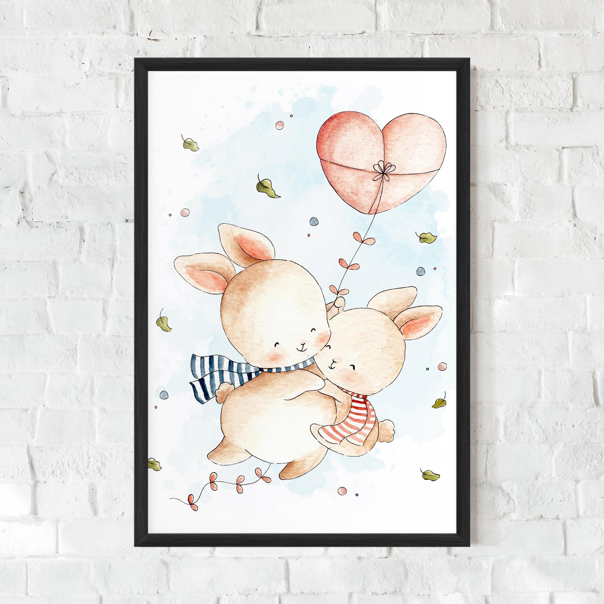 Poster Înrămat Cute Couple Rabbit mockup 0