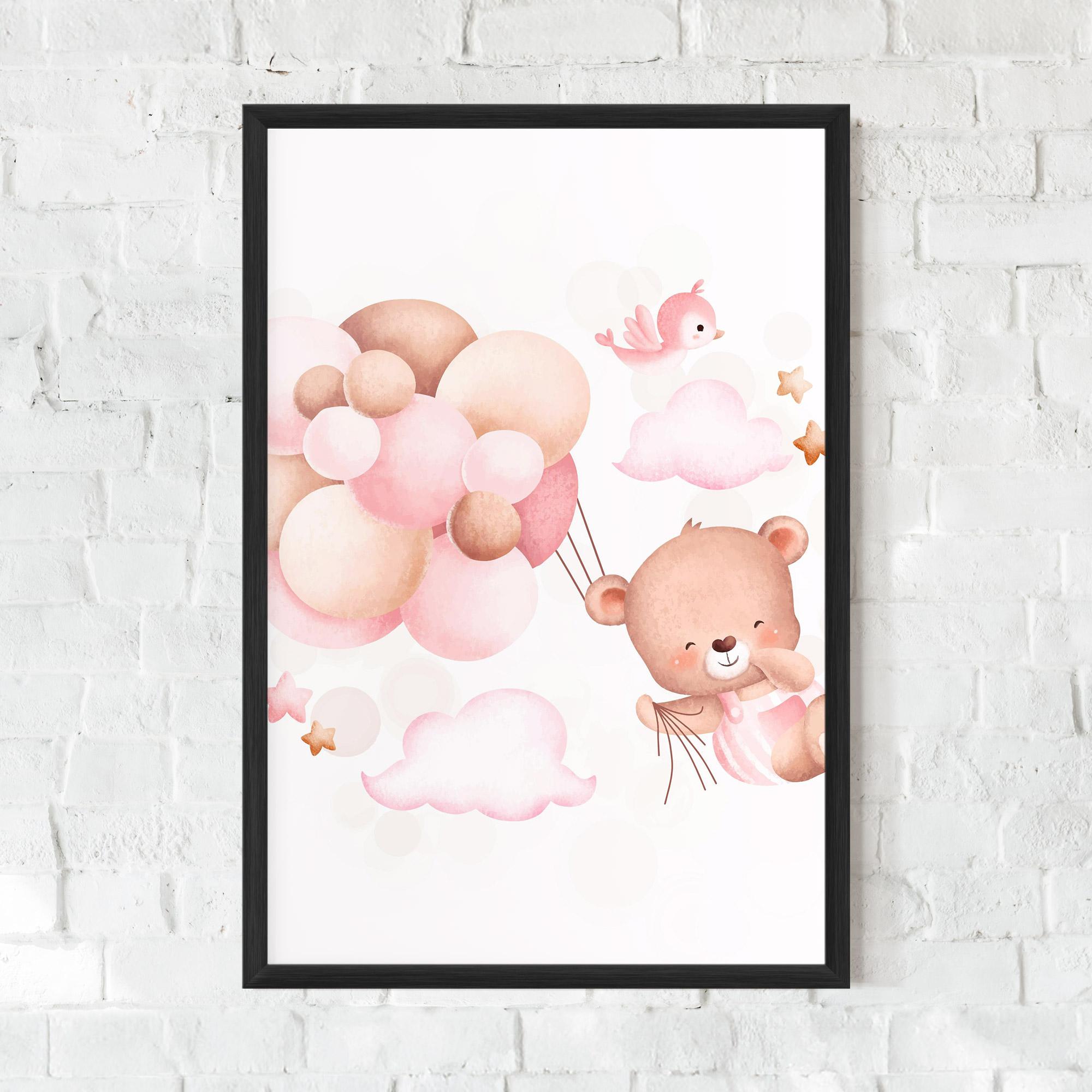 Poster Înrămat Pink Bear Balloons mockup 0