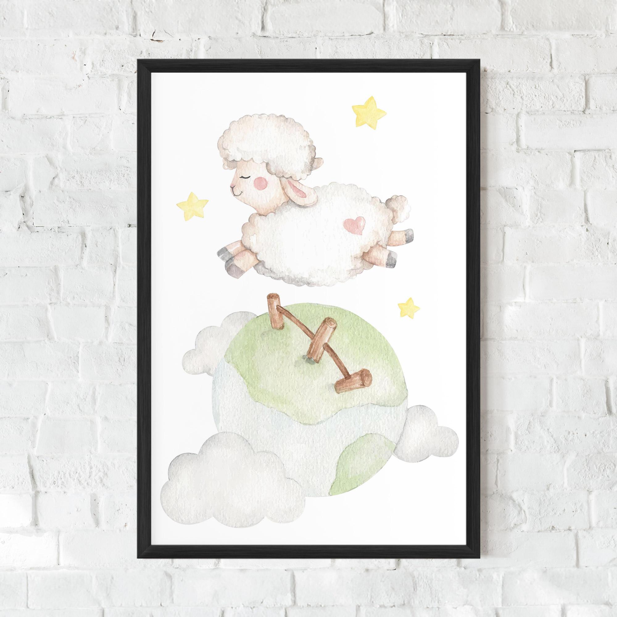 Poster Înrămat Sheep Jump mockup 0