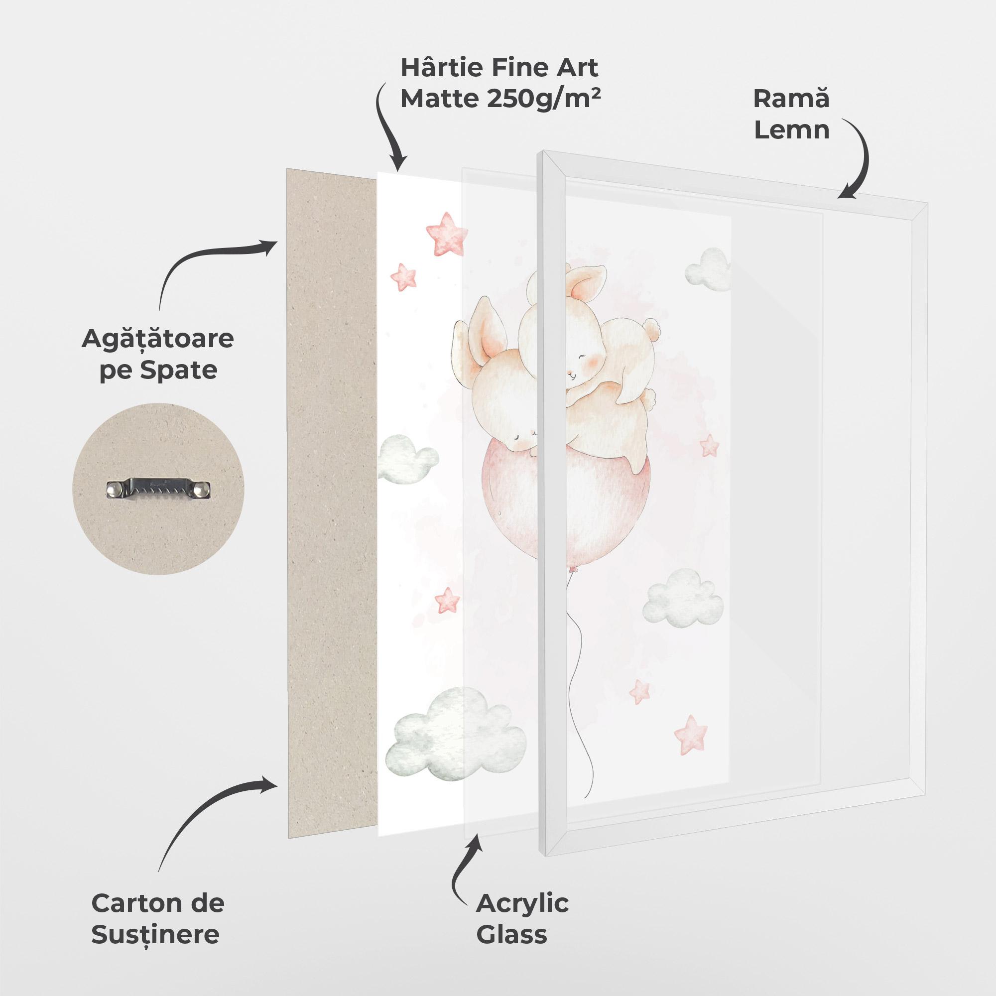 Poster Înrămat Balloon Bunny mockup 1