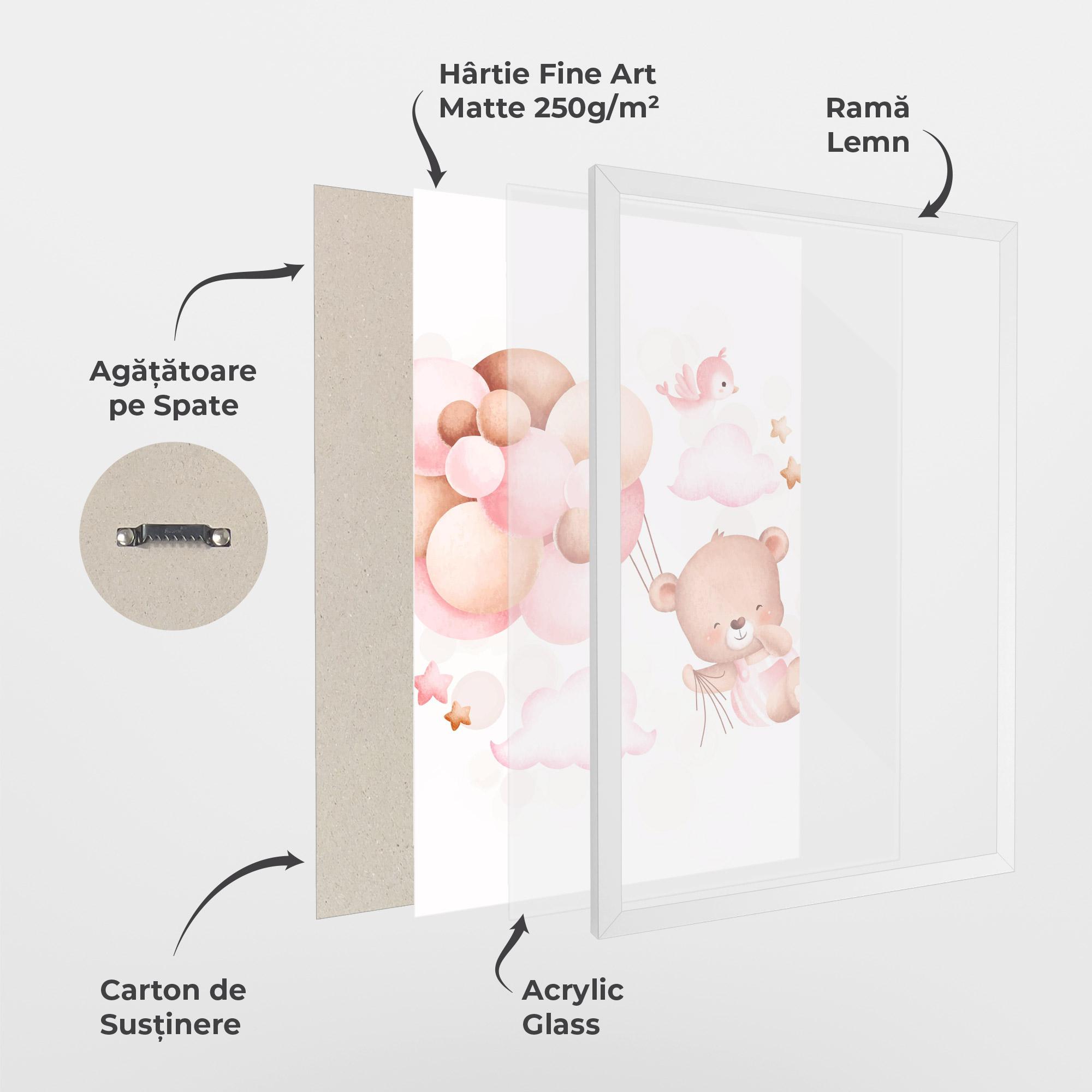 Poster Înrămat Pink Bear Balloons mockup 1