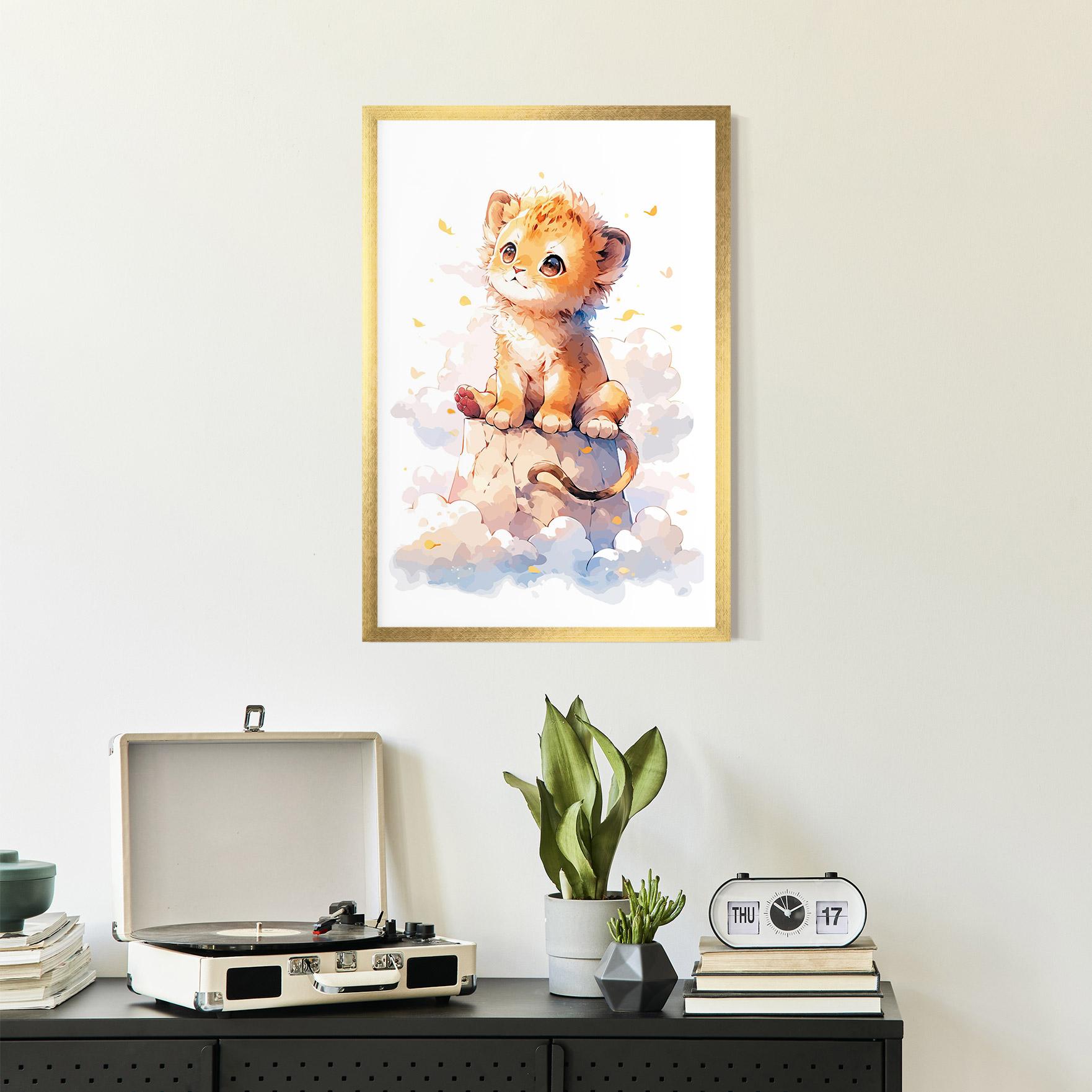 Poster Înrămat Cute Cloud Lion mockup 2