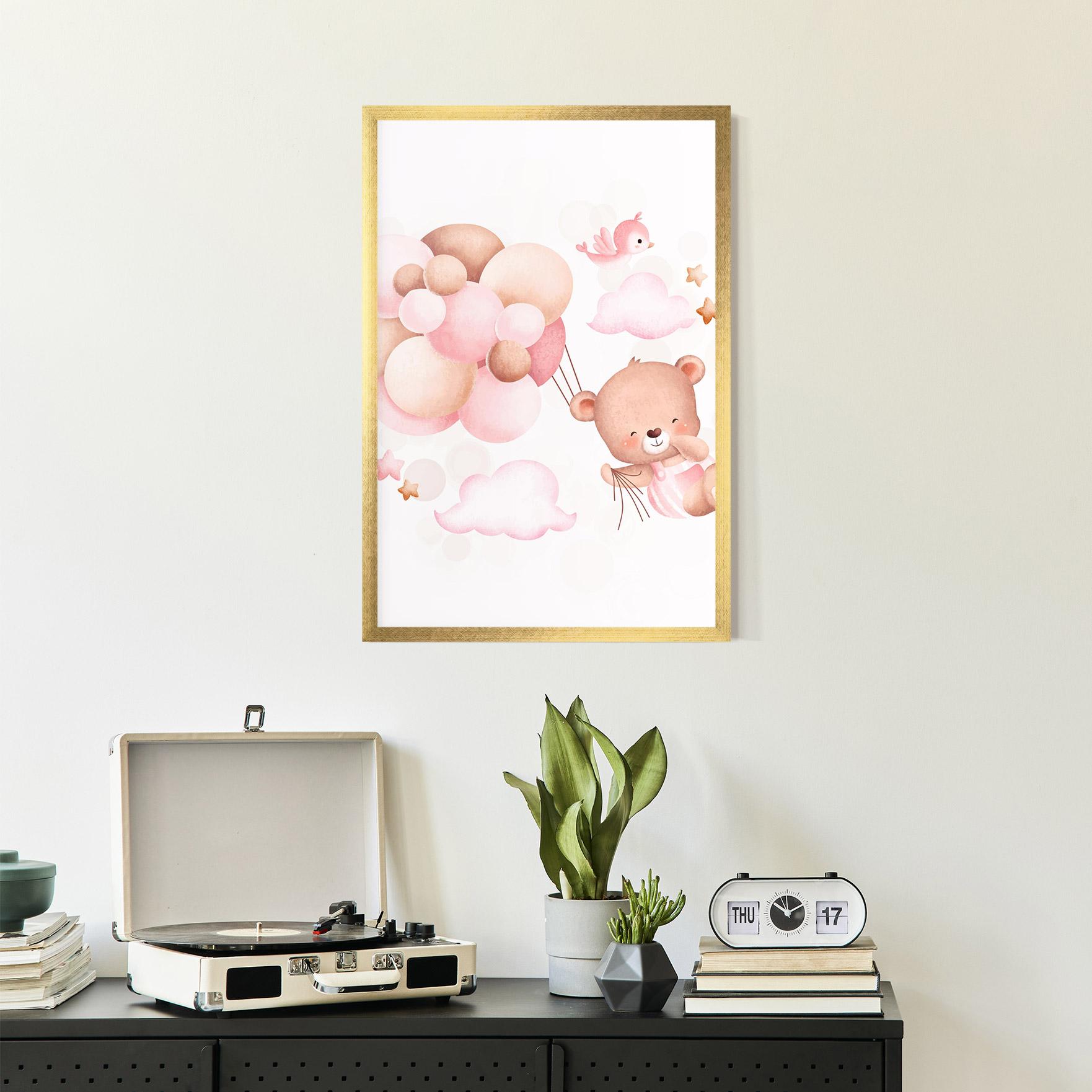 Poster Înrămat Pink Bear Balloons mockup 2