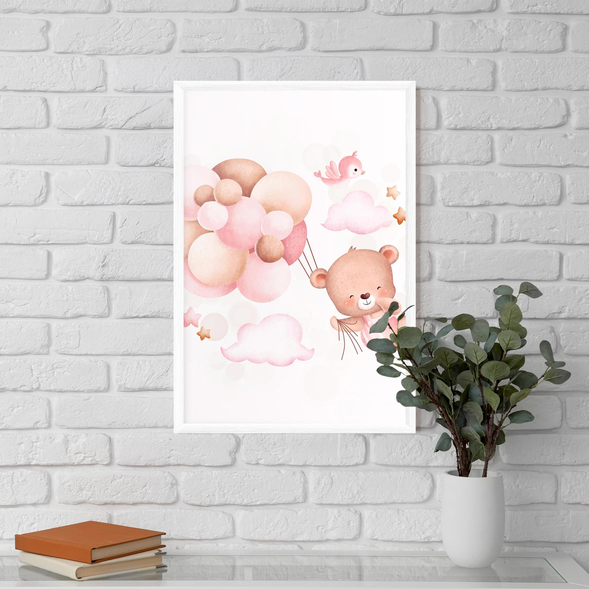 Poster Înrămat Pink Bear Balloons mockup 5