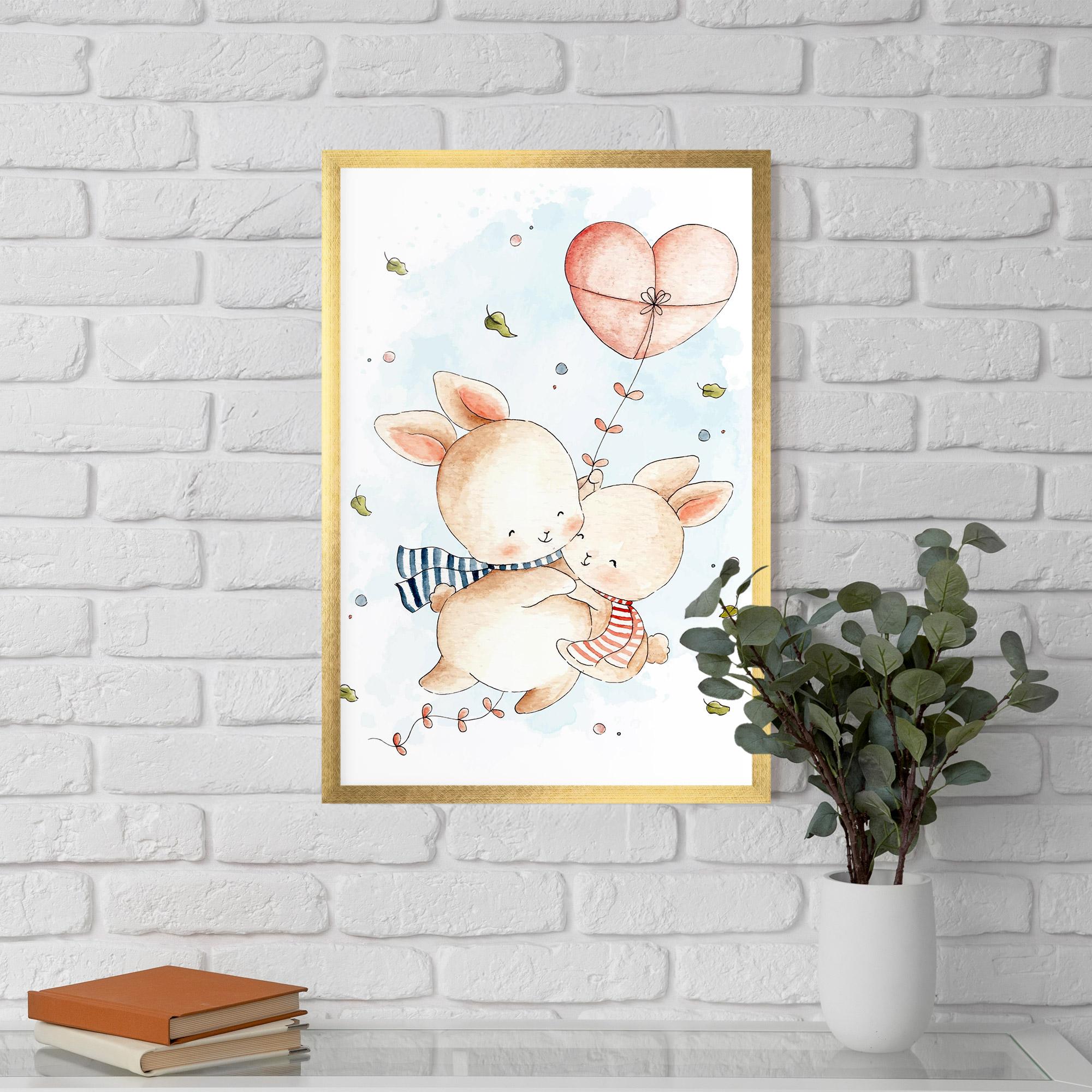 Poster Înrămat Cute Couple Rabbit mockup 5
