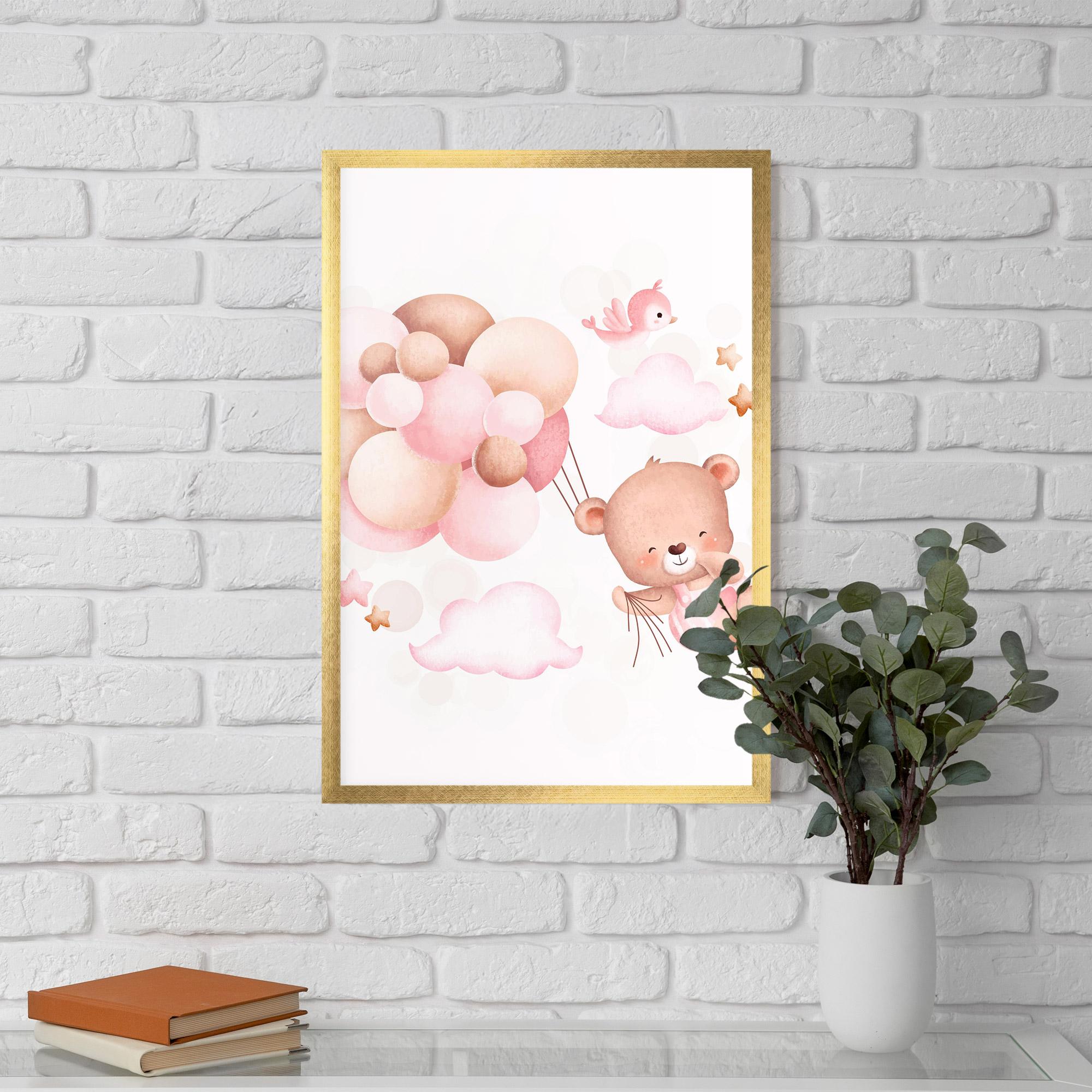 Poster Înrămat Pink Bear Balloons mockup 5